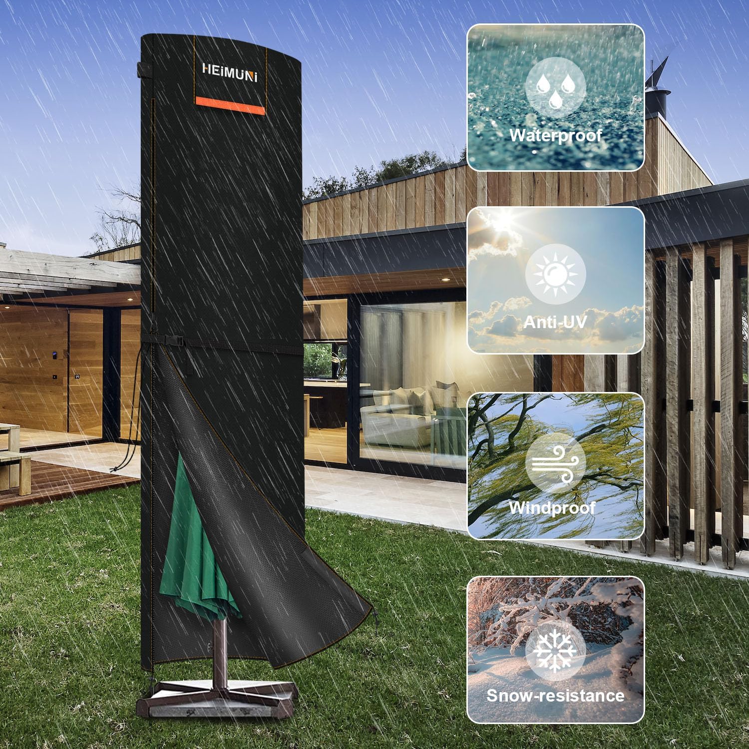 Thumbnail 6 de HEIMUNI QK-101 parasolhoes 280 cm, 420D Oxford en waterdicht
