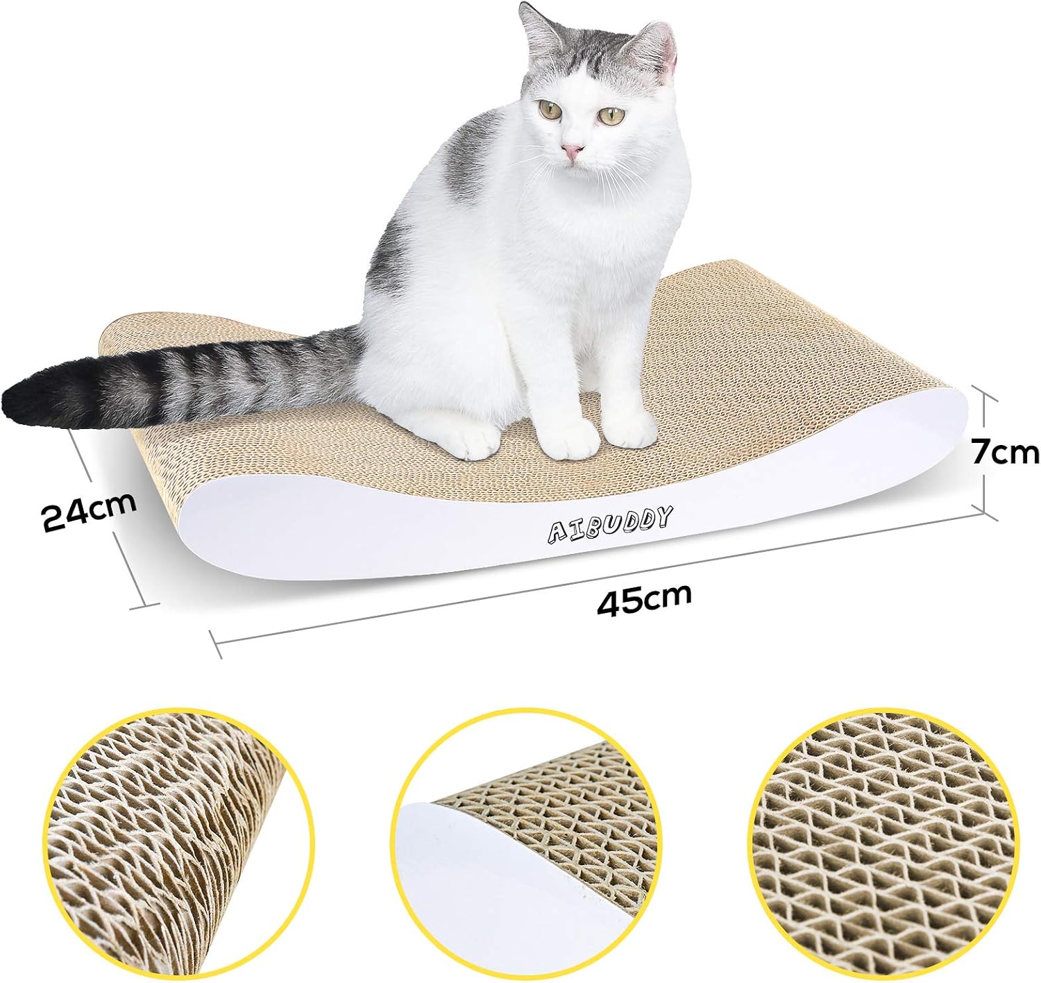 Thumbnail 6 de Aibuddy Cat Scratcher, Curve Scratching Pad Reversible Cardboard Lounge Bed with Organic Catnip [ 44x 25x 7cm, Superior Cardboard & Construction]
Aibuddy Cat Scratcher, Curve Scratching Pad Rev…