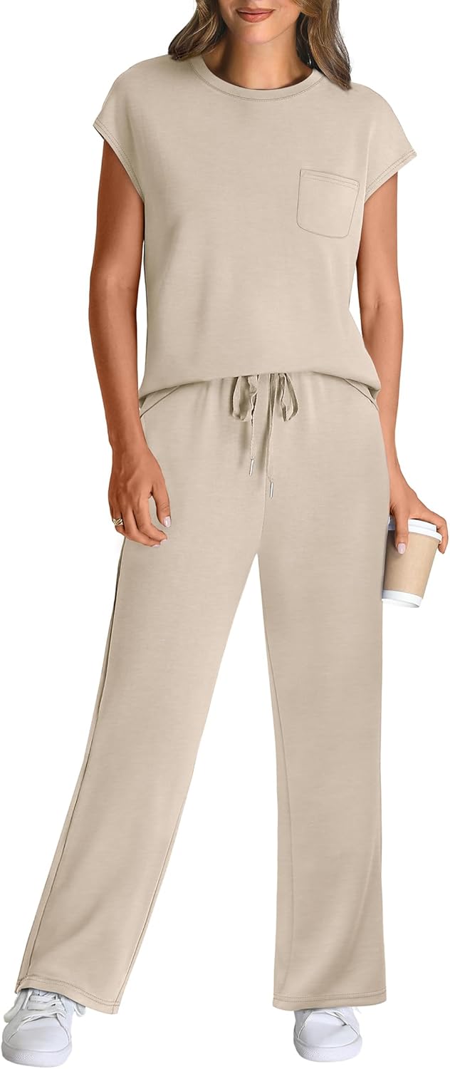 Thumbnail 1 de WIHOLL 2 Piece Sets for Women: Casual Summer Cap Sleeve Lounge Set