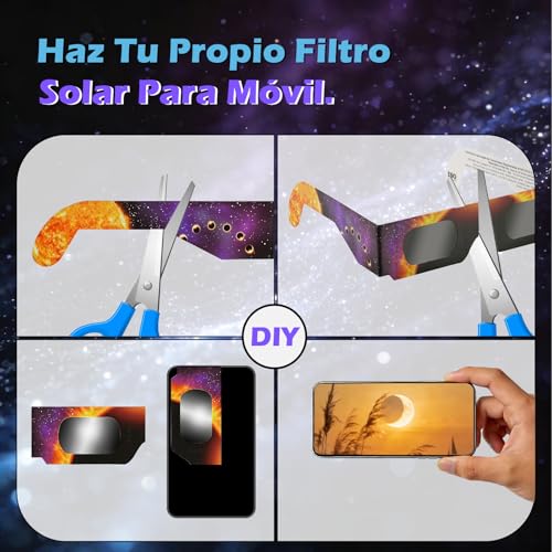 Detalle 1 de QIWEI Gafas Eclipse Solar ISO 12312-2 — Pack 4/10/25/50 (Cartón)