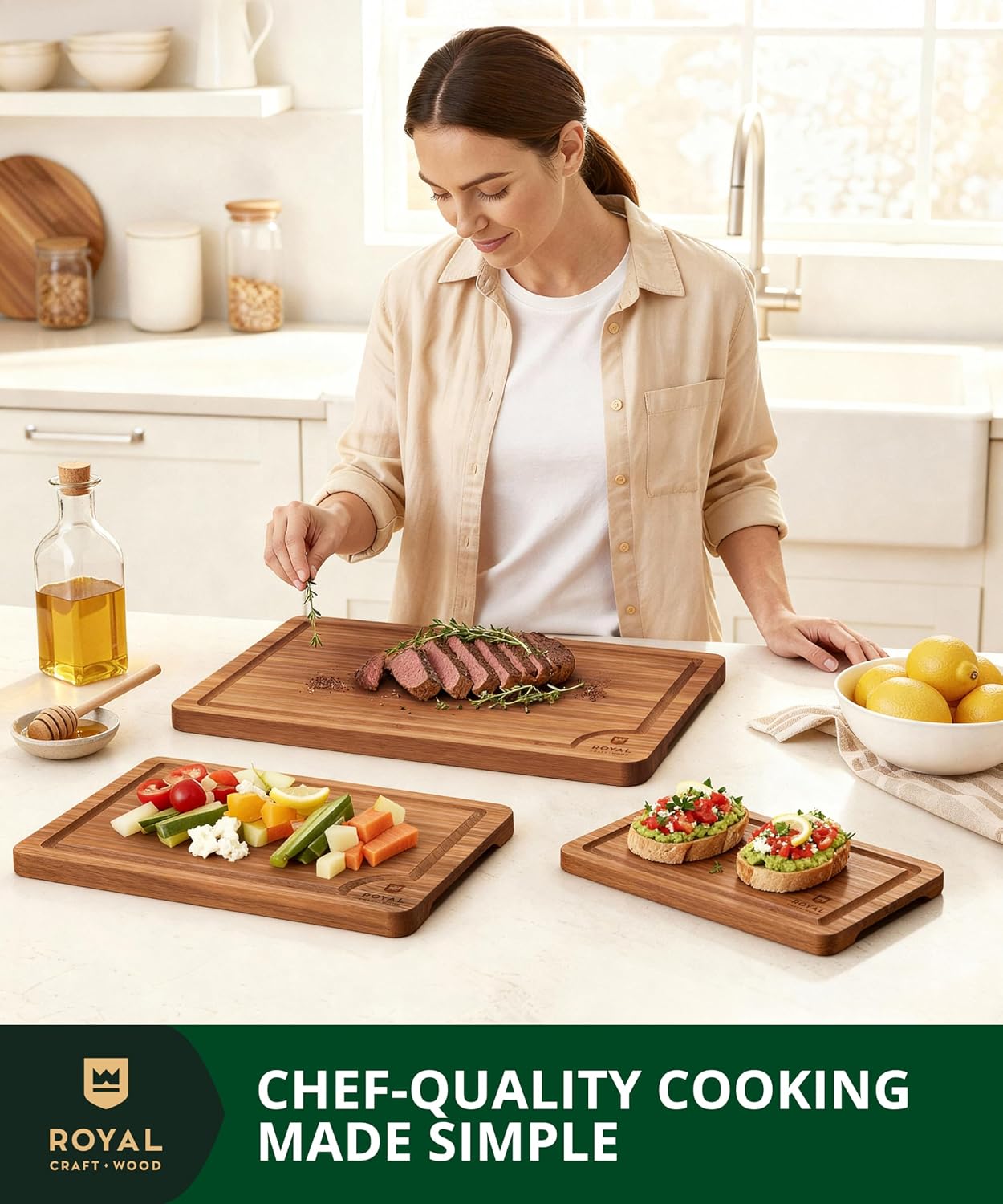 Thumbnail 4 de ROYAL CRAFT WOOD Bamboo Cutting Board Set 3 🍽
