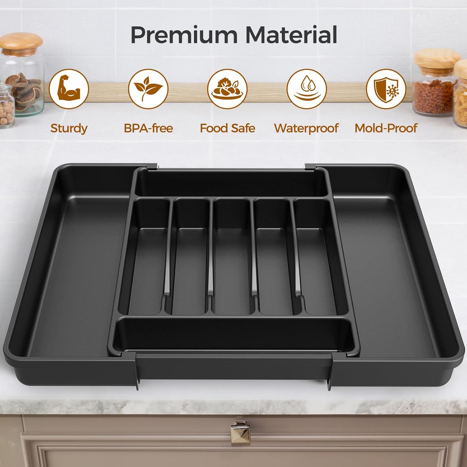 Detalle 2 de ukeetap Extra Large Expandable Silverware Organizer