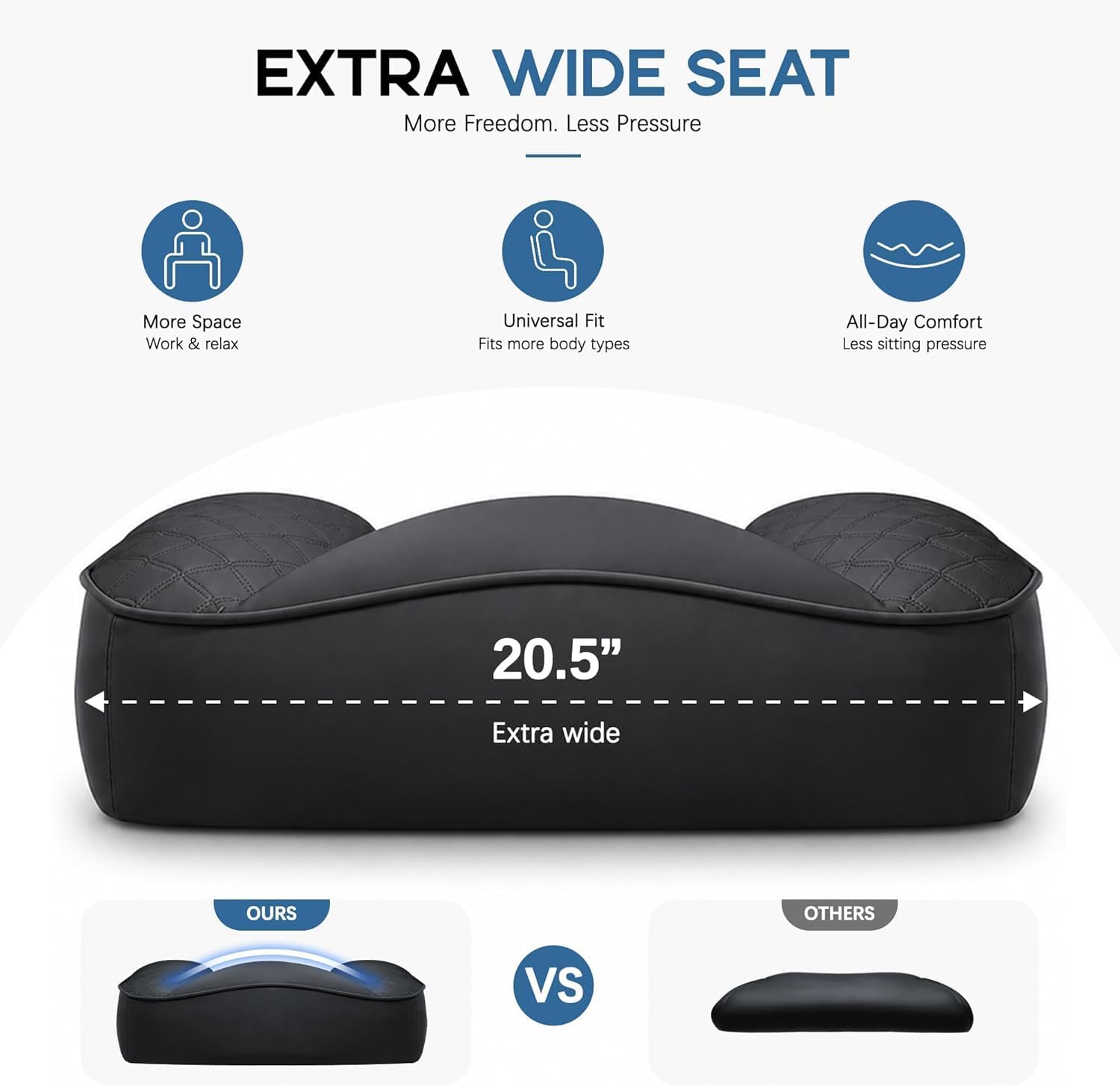 Thumbnail 6 de Daeorio HXCH001-Black Big and Tall Office Chair with Footrest, Reclining Faux Leather