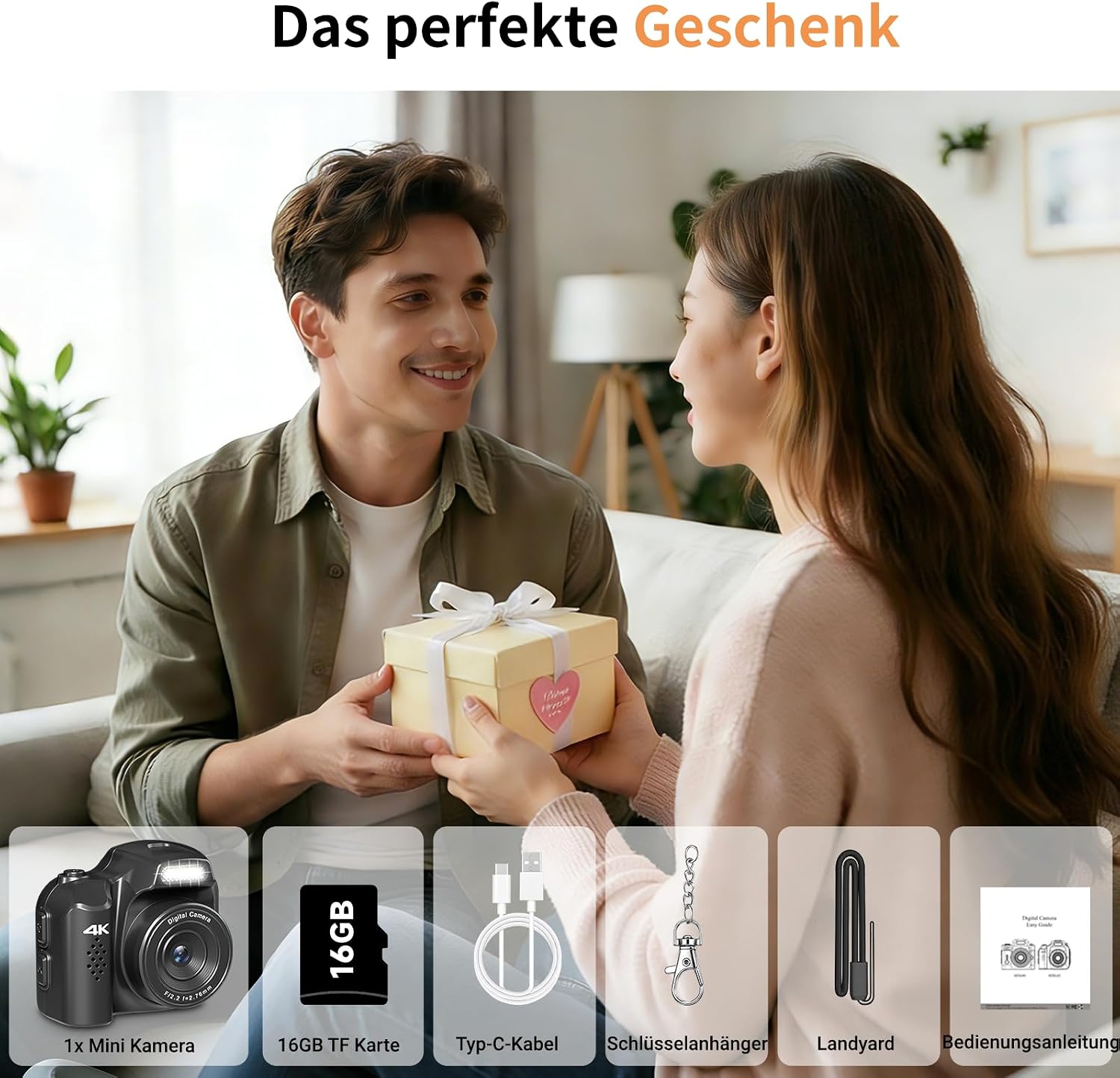Thumbnail 6 de Mini Schlüsselanhänger Digitalkamera 1,54 Zoll – 4K Mini Kamera im Retro-Design, 16 GB Speicher, Ultraportabel