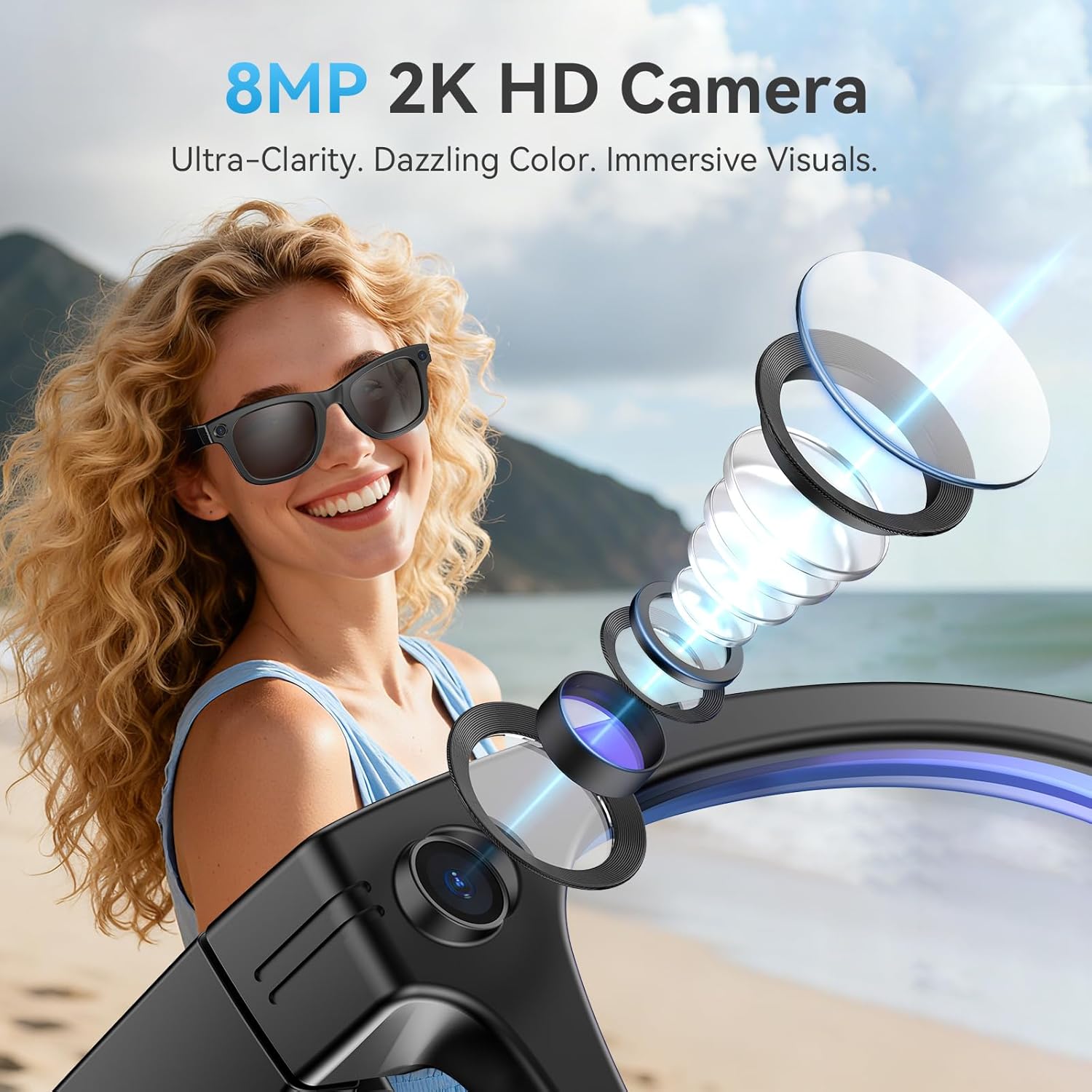 Detalle 2 de AI Smart Glasses 8MP Camera with Bluetooth Calls 😎