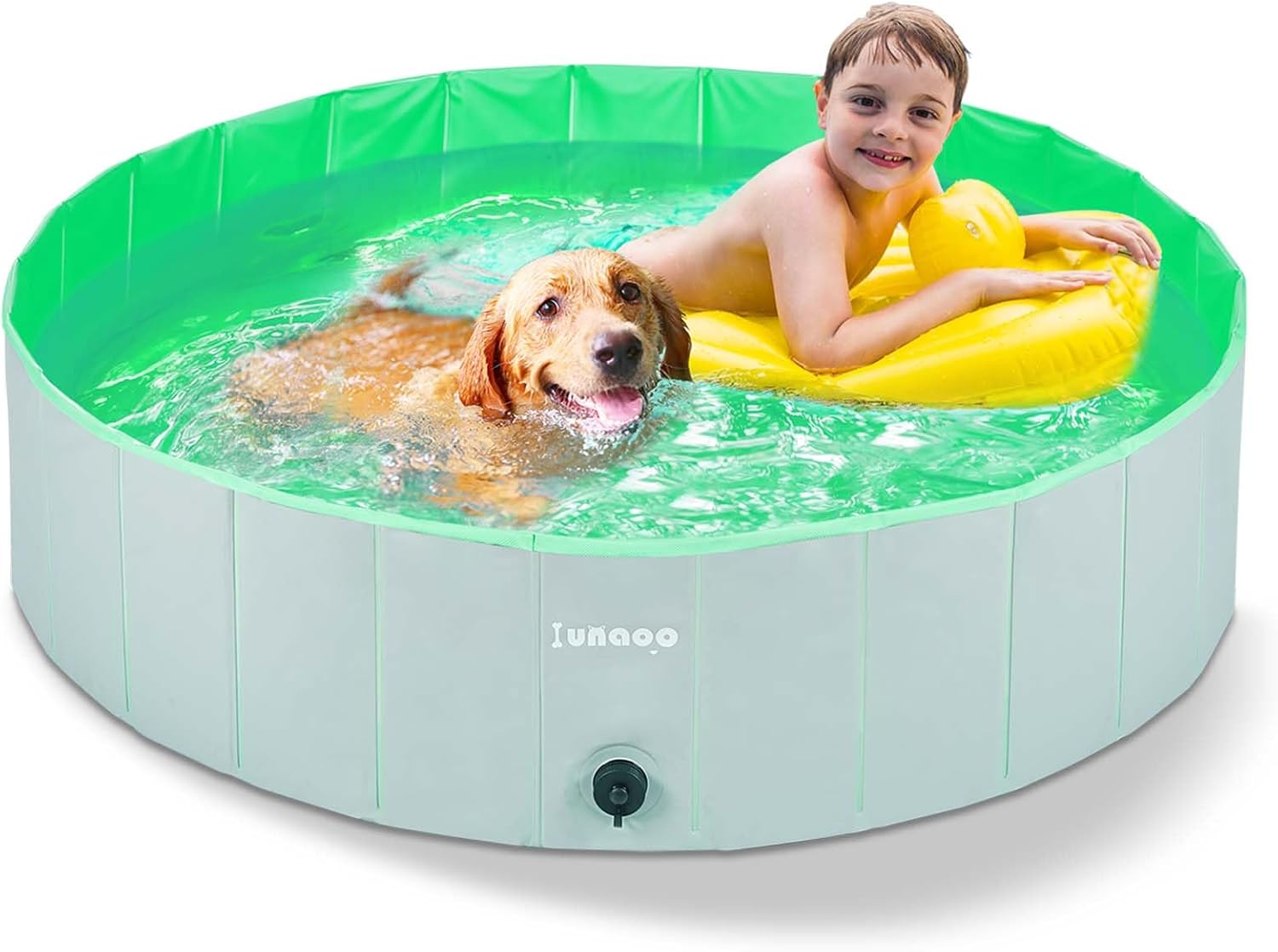 Thumbnail 6 de Lunaoo Piscina per Cani Grandi Piegevole 80x20 cm – Verde Chiaro, Portatile e Antiscivolo