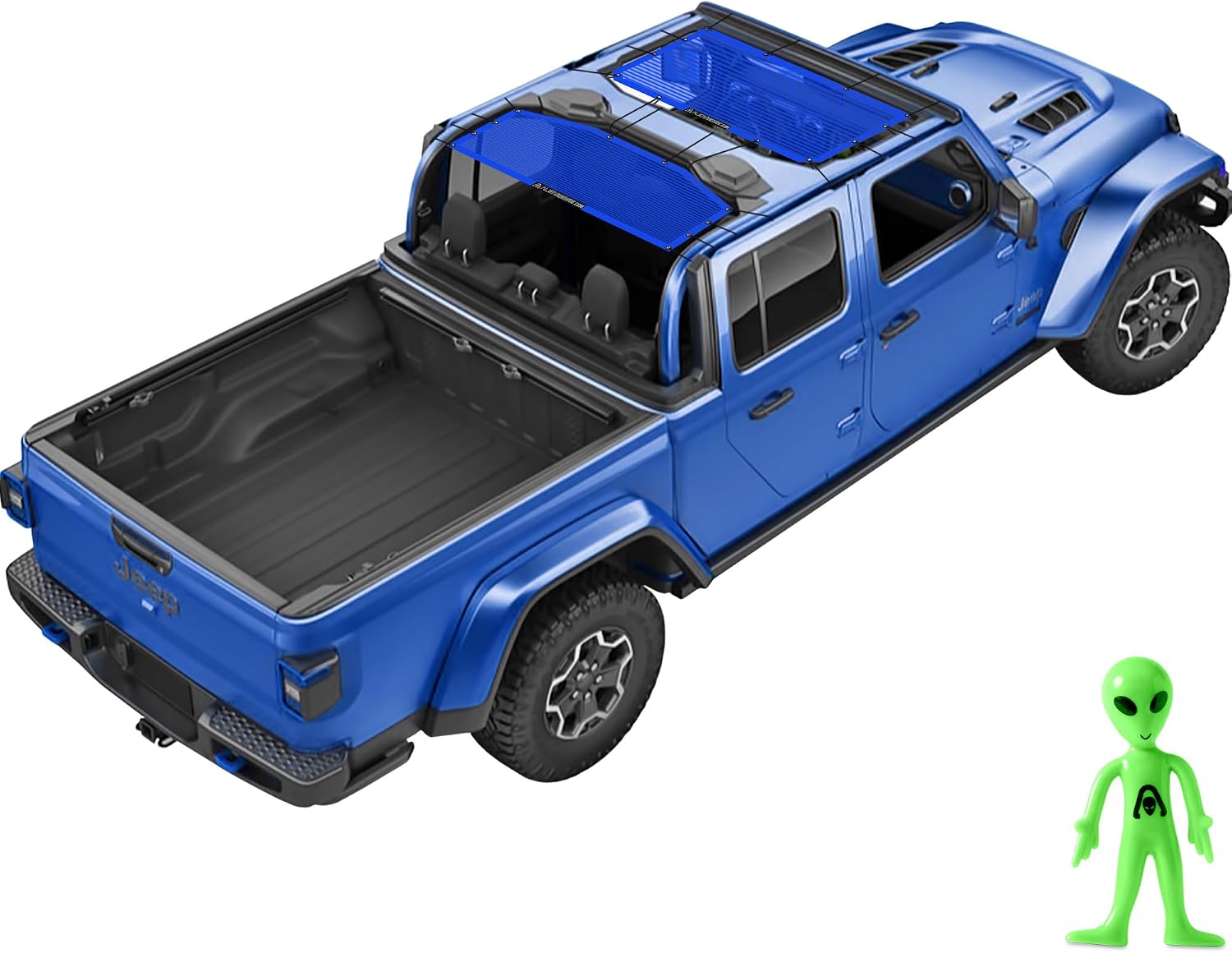 Thumbnail 6 de ALIEN SUNSHADE Mesh Sun Shade for Jeep Wrangler JLU (2018-2023) — Front & Rear, Blocks UV, Wind & Noise (Black)