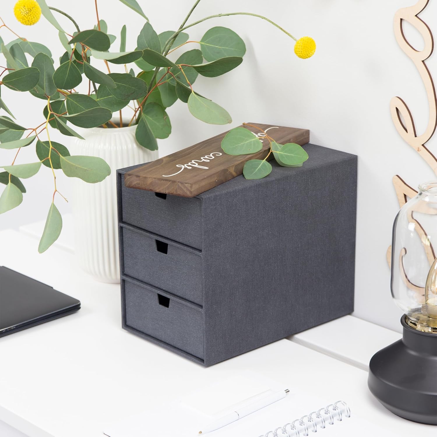 Thumbnail 1 de BIGSO INGRID Schubladenbox für Dokumente und Bürobedarf – Schreibtisch-Organizer mit 3 Schubladen, schwarz