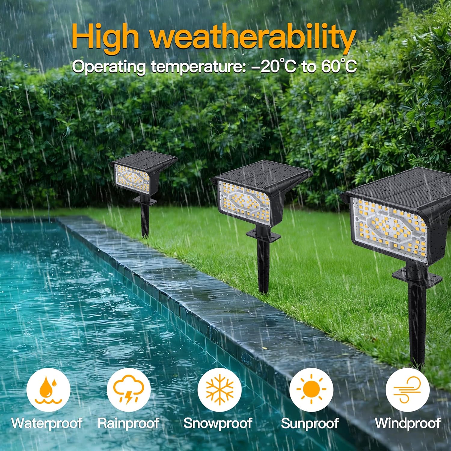 Thumbnail 3 de Ollny Solar Spot Lights Outdoor Garden 4-Pack stake lights (IP65) with warm white, dimmable-style modes