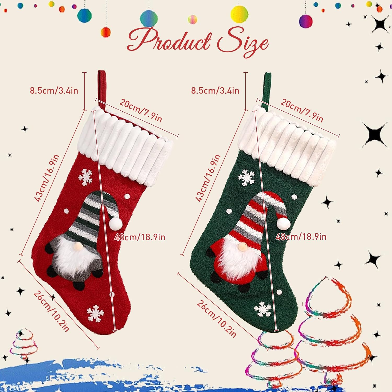 Detalle 2 de SEDEX Set of 2 17.3" Christmas Stockings ๐