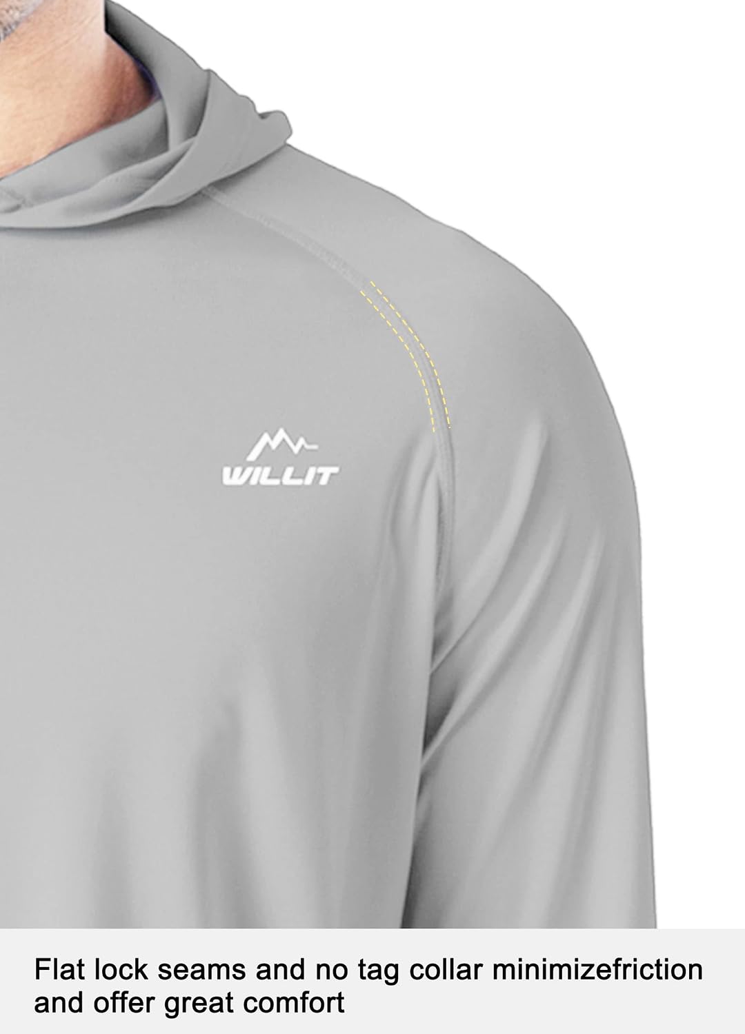 Detalle de Willit Men's UPF 50+ Sun Protection Hoodie: Lightweight, Loose-Fit Long Sleeve for Outdoor Activities