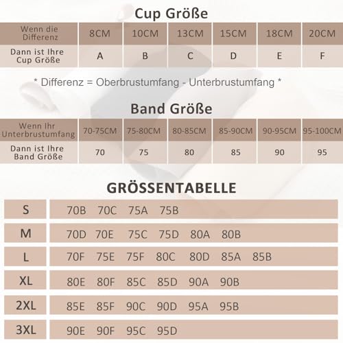 Detalle de Jiuday Tiefer V Push Up BH Damen ohne Bügel – Glatter, bequemer Bralette in XL (Schwarz)