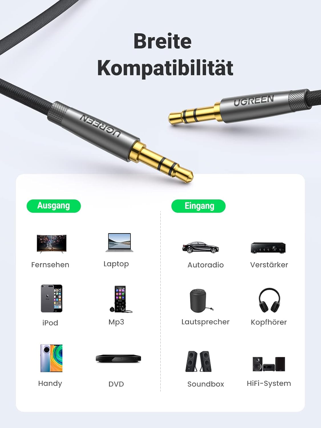 Thumbnail 6 de UGREEN 3,5 mm Klinke-Aux Kabel 2 m