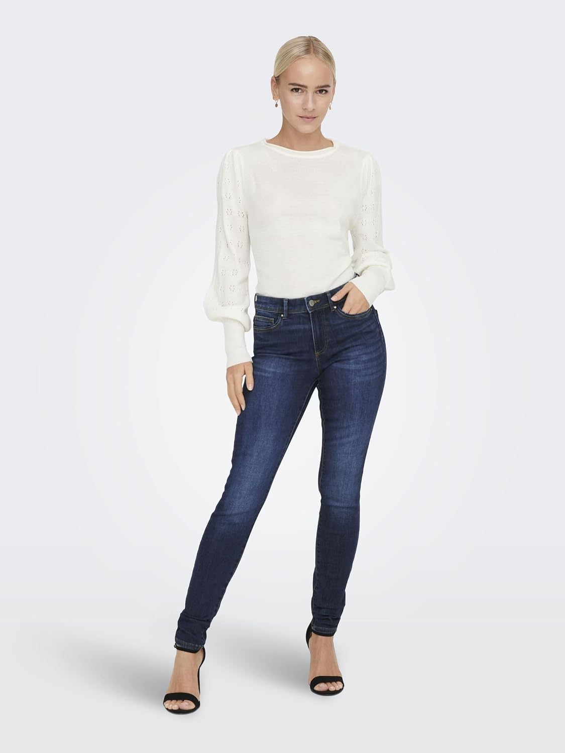 Detalle de ONLY Female Skinny Jeans ONLWAUW Mittlere Taille Skinny Fit Jeans – Blau
