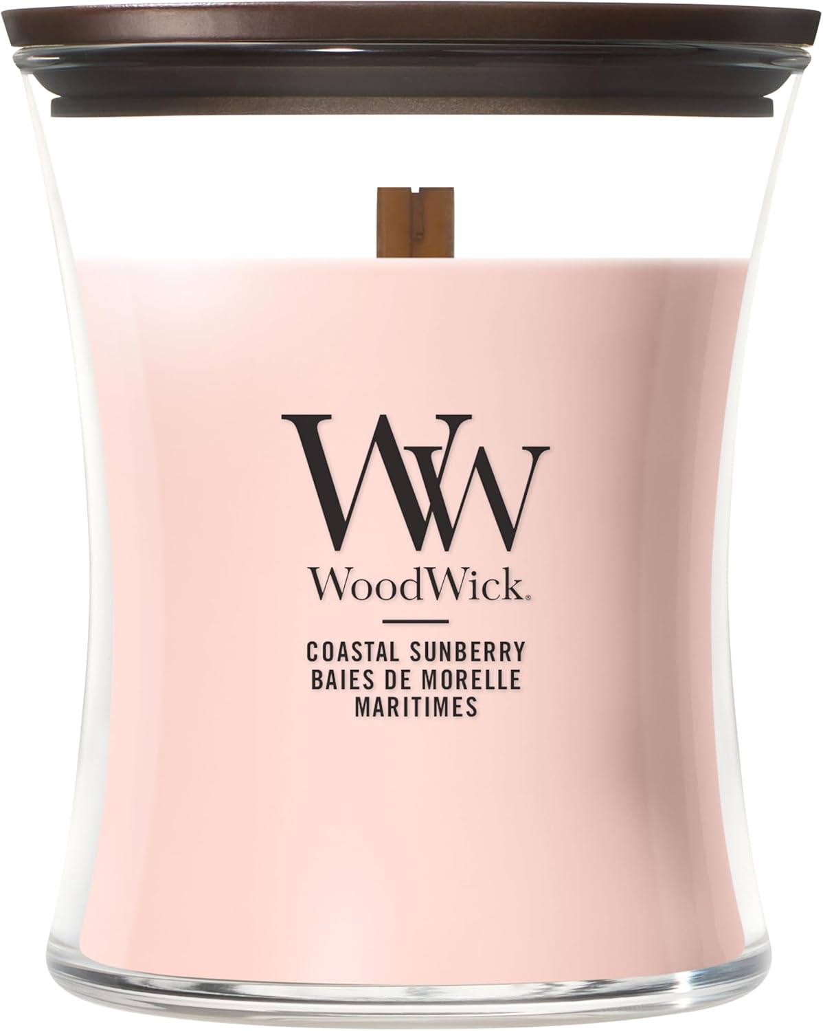 Detalle de WoodWick Bougie Moyenne Baie Soleil Côtier — un cadeau élégant pour femmes