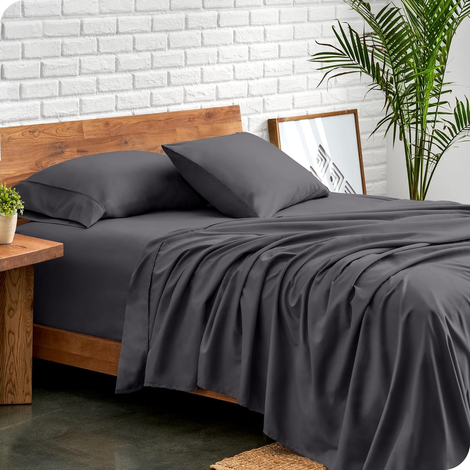 Thumbnail 1 de Bare Home King Sheet Set (1800) — Ultra-Soft Microfiber, Double Brushed, Deep Pockets, 4-Piece Set (Forged Iron Grey)