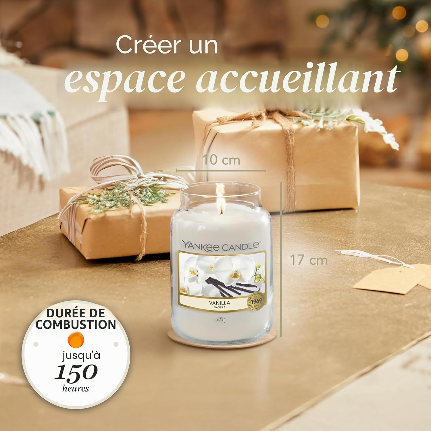 Detalle de Bougie parfumée Yankee Candle Vanille en jarre – jusqu’à 150 heures de combustion