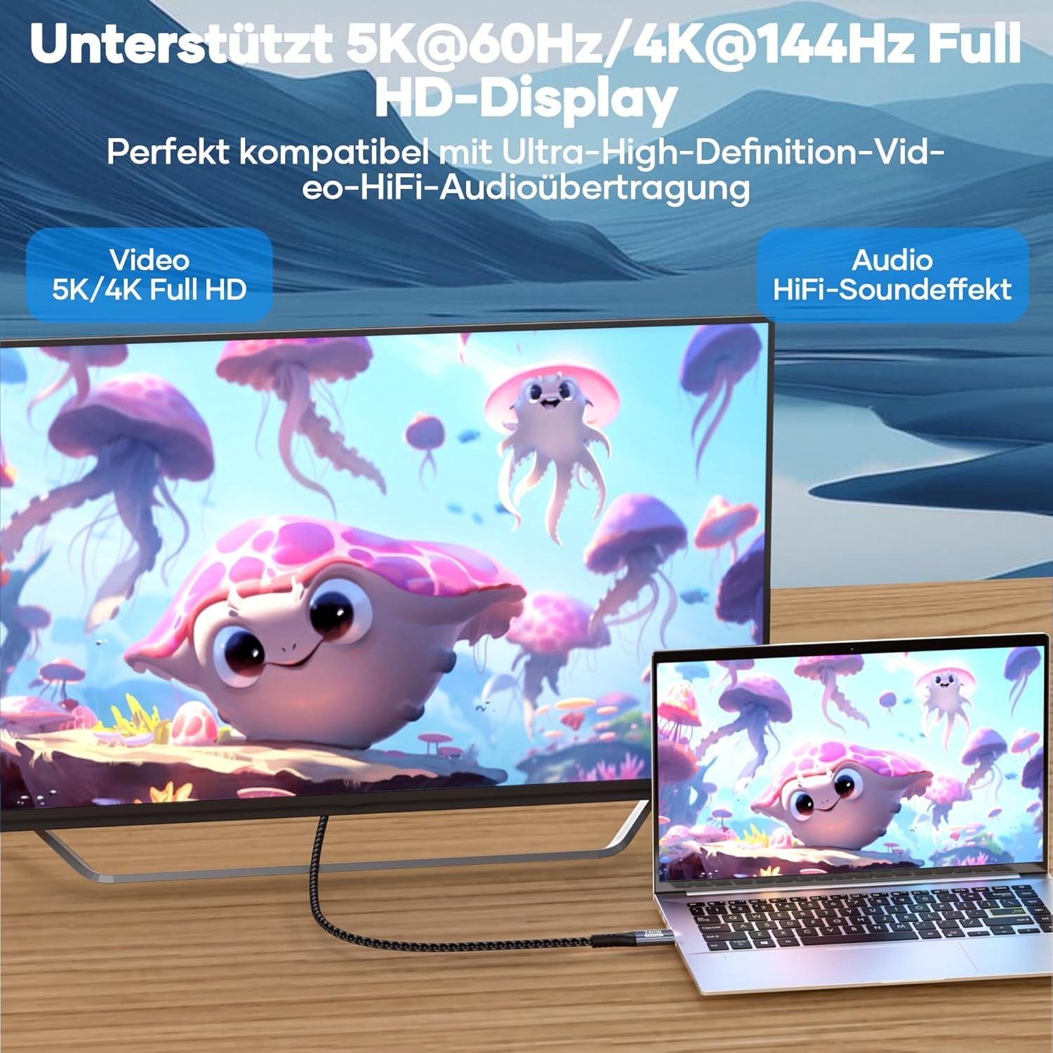 Thumbnail 3 de USB C Datenkabel 2 m – 20 Gbps, 4K@144Hz/5K@60Hz, PD3.1 bis 240W
