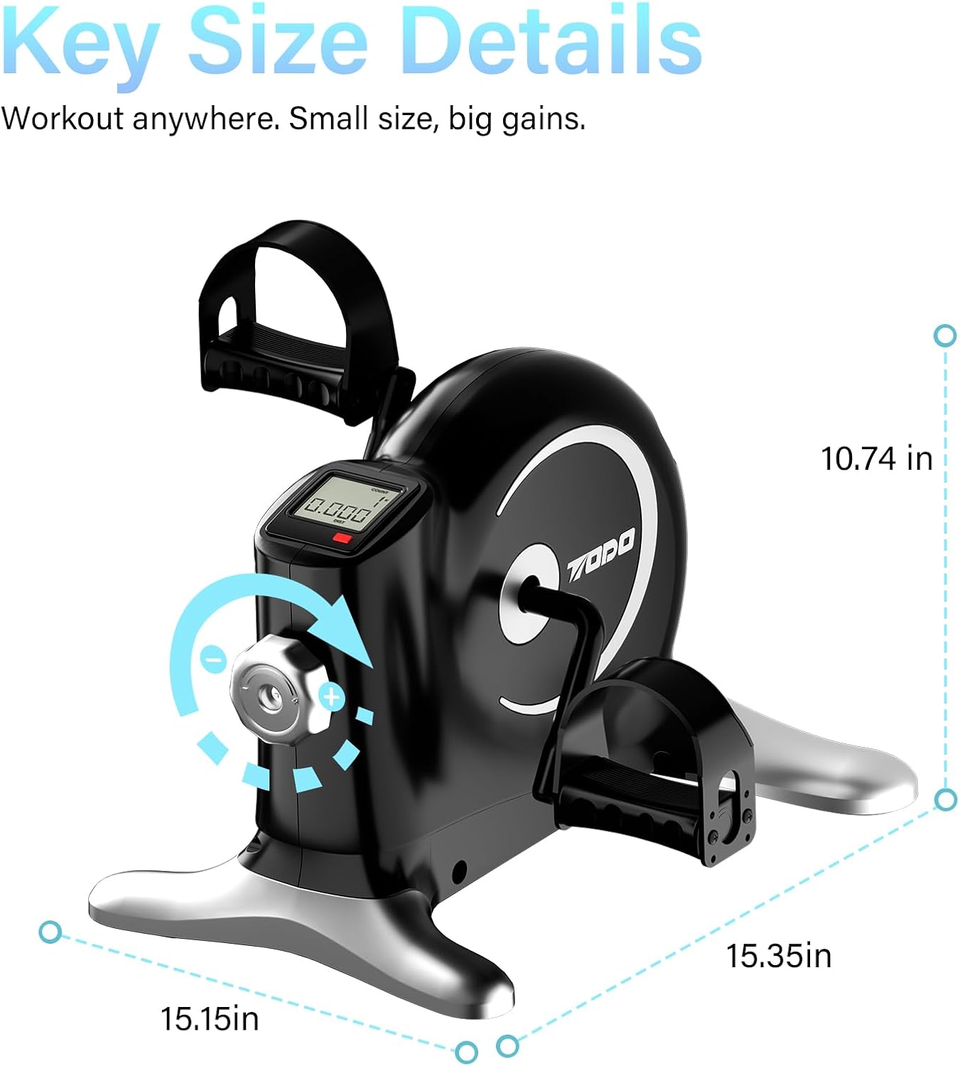 Detalle 1 de TODO Mini Exercise Bike Pedal Exerciser with LCD Monitor and Adjustable Resistance