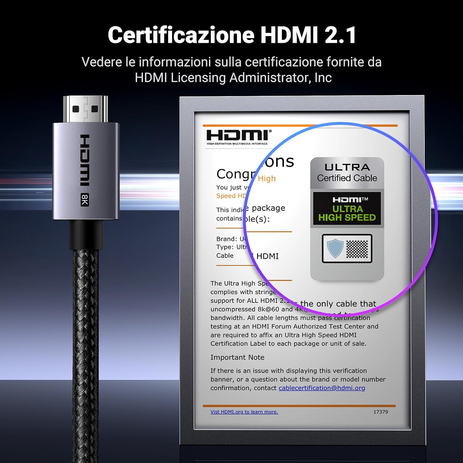 Detalle 2 de UGREEN HDMI 2.1 cavo 8K 2 m