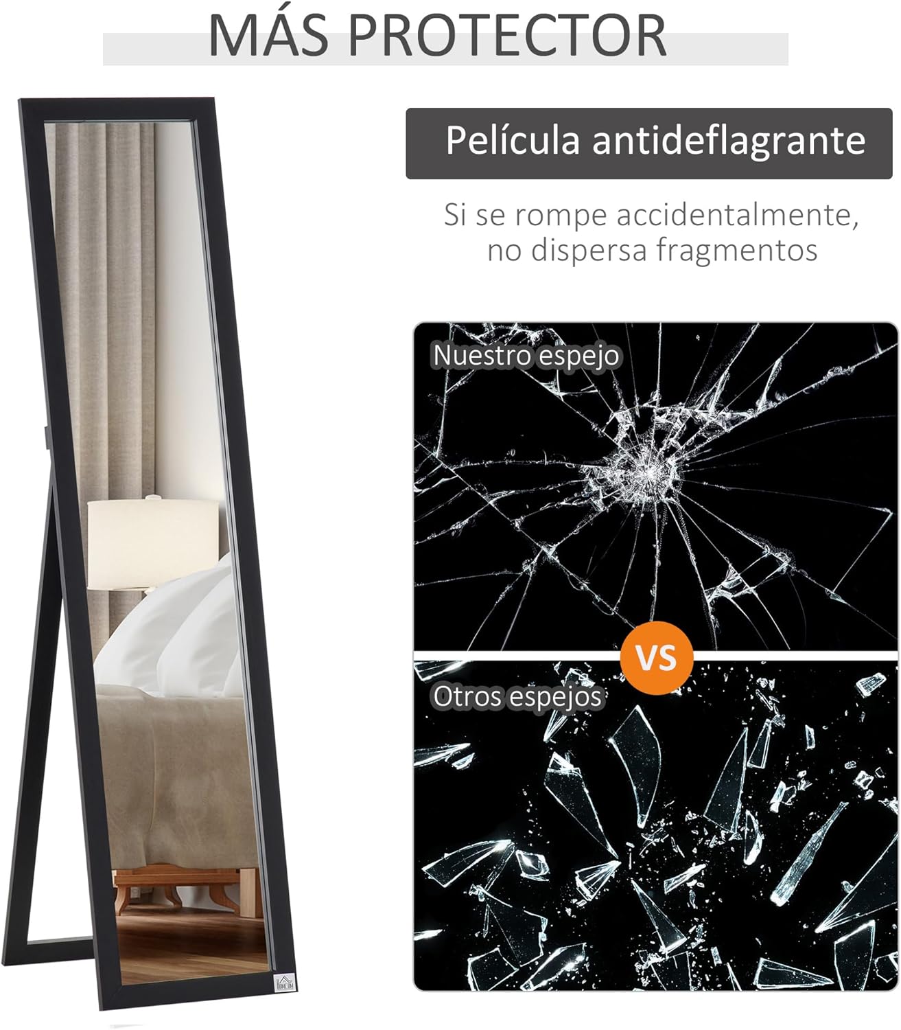 Thumbnail 5 de HOMCOM Espejo de Pie y Pared 🔲 37x37x154 cm Moderno