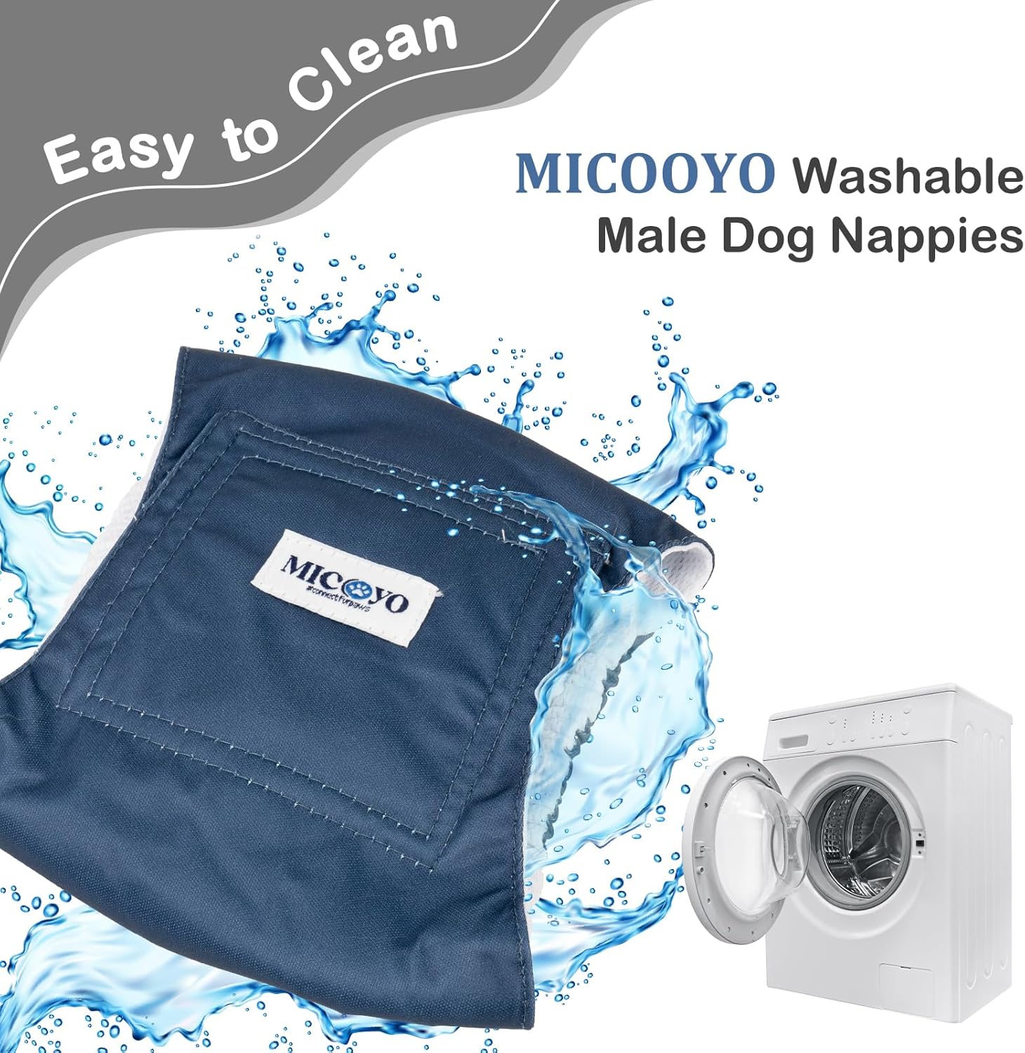 Thumbnail 5 de MICOOYO Reusable Male Dog Belly Bands (Pack of 3) – XL