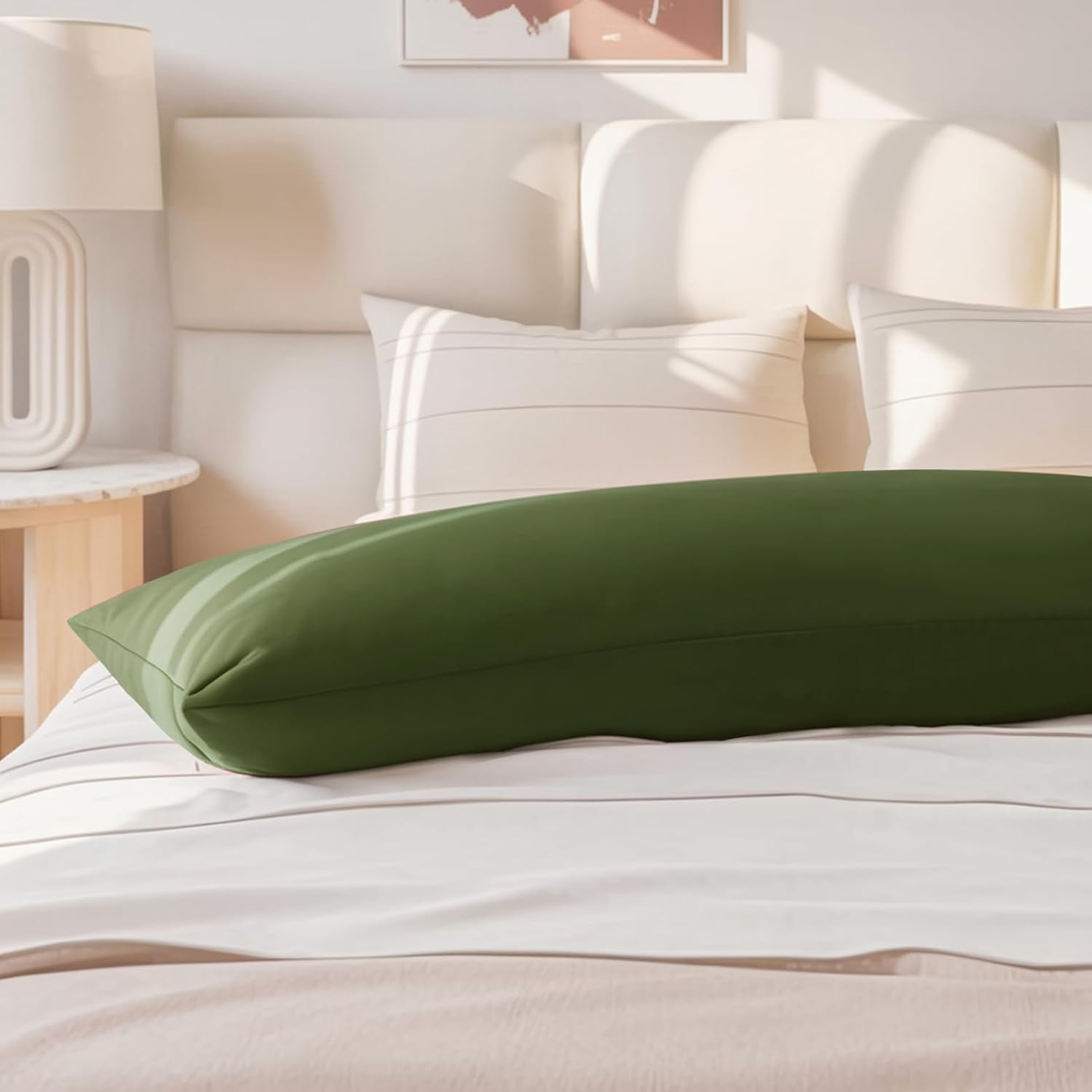 Thumbnail 1 de RUIKASI Kissenbezug 40x145 Olivgrün im 2er-Set – Mikrofaser mit Reißverschluss