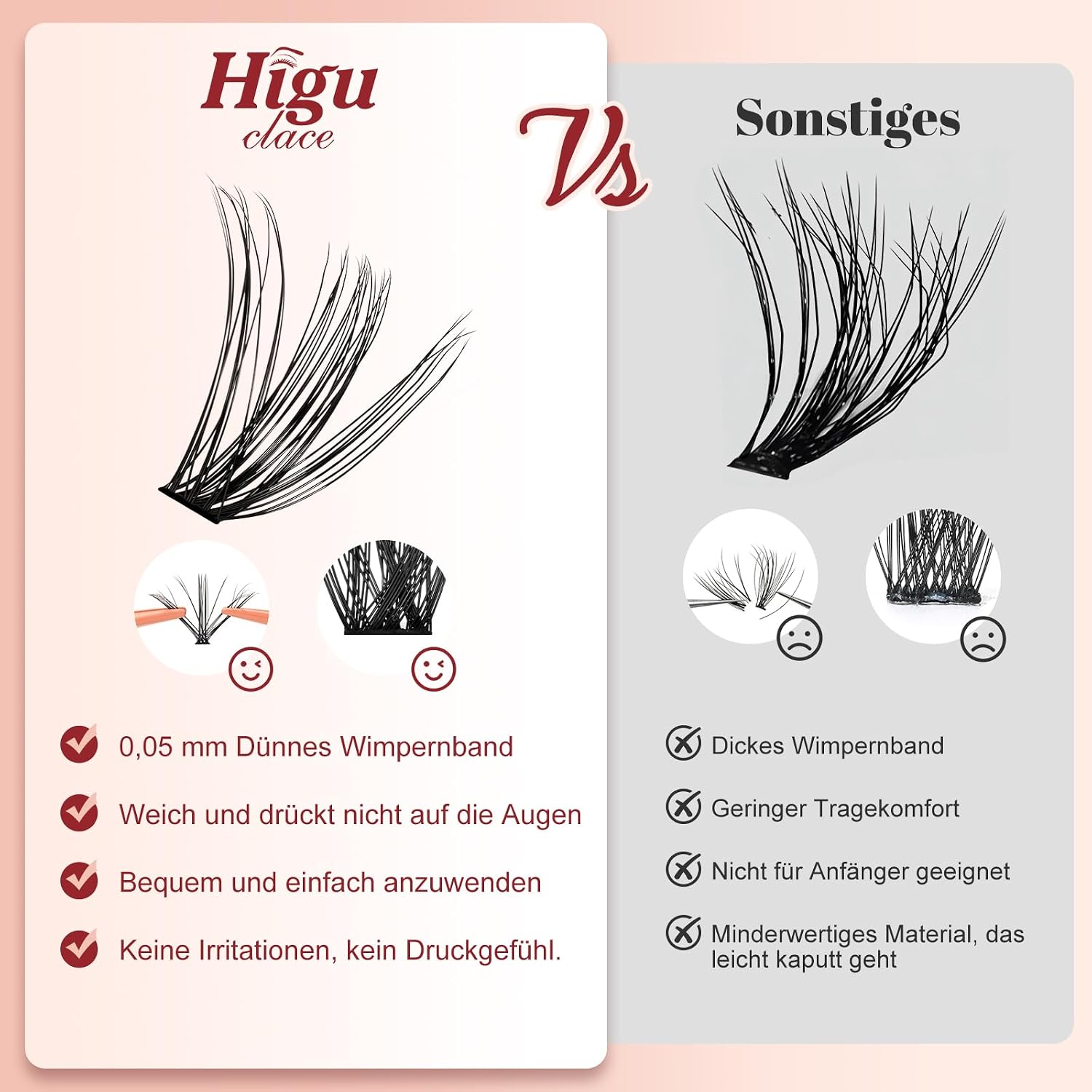 Detalle 2 de Higu clace Wimpern-Extensions Set mit 580 Stück