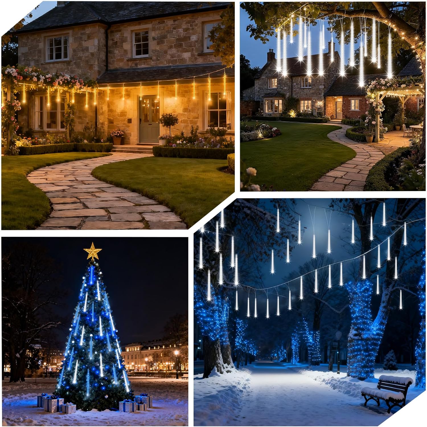 Thumbnail 5 de Wudyfei Outdoor Christmas Lights – 10 x 30cm 240 LED Meteor Shower Icicle Lights (Cool White)