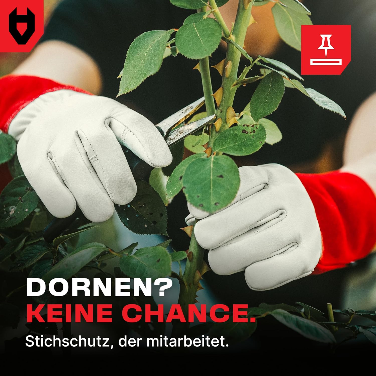 Thumbnail 4 de NoCry Leder-Gartenhandschuhe für Damen & Herren – dornenfeste Handschuhe mit extra langer Stulpe, Rot, Größe M