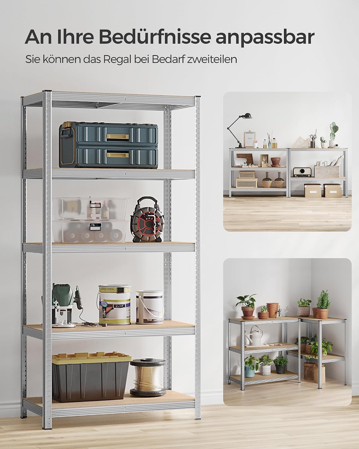 Thumbnail 6 de SONGMICS Schwerlastregal 50 × 100 × 200 cm – stabil, 600 kg Tragkraft, 5 verstellbare Ablagen