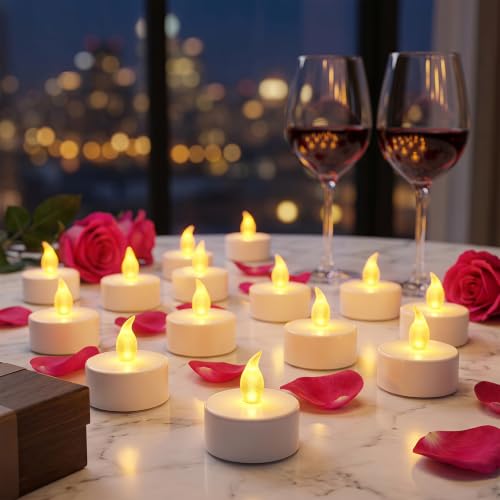 Detalle de CNMTCCO 24 Stück LED-Teelichter, flammenlos, mit CR2032 Batterie, 200+ Stunden Laufzeit – sicher für Weihnachten, Hochzeit & Party