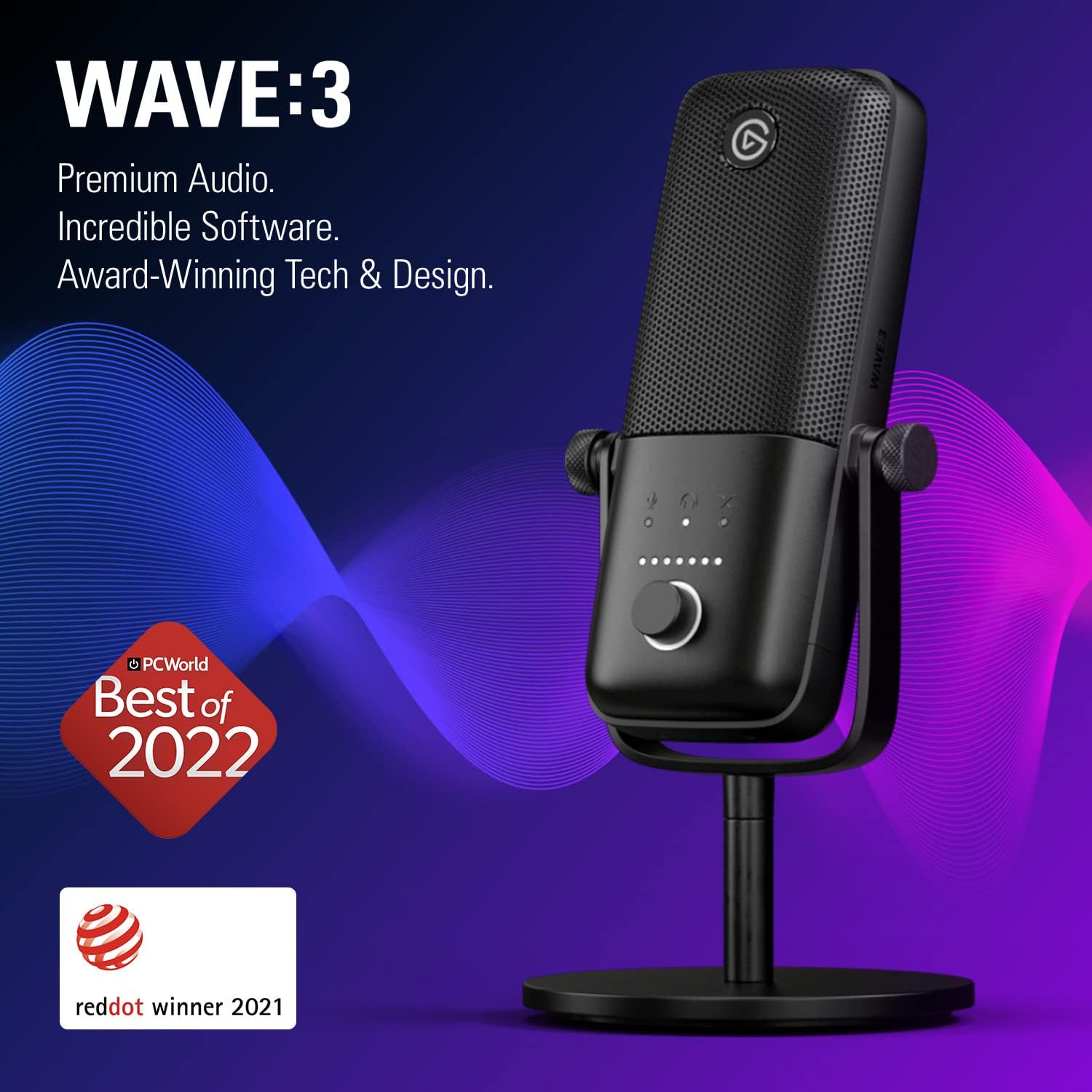 Detalle de Elgato Wave:3 - Micrófono USB profesional para streaming y podcasts 🎙