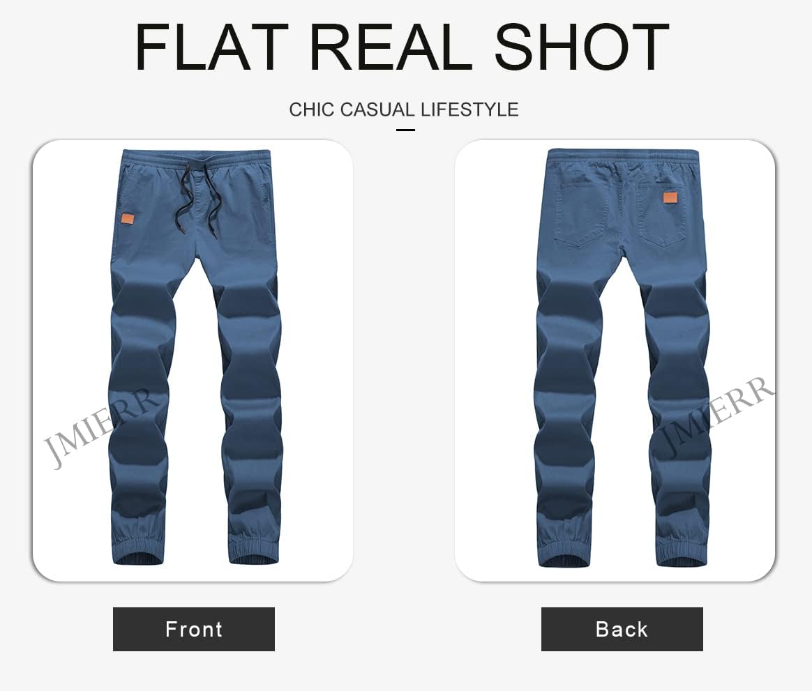 Detalle de JMIERR Herren Chino Cargo Jogginghose aus Baumwolle mit elastischem Bund und Kordelzug
