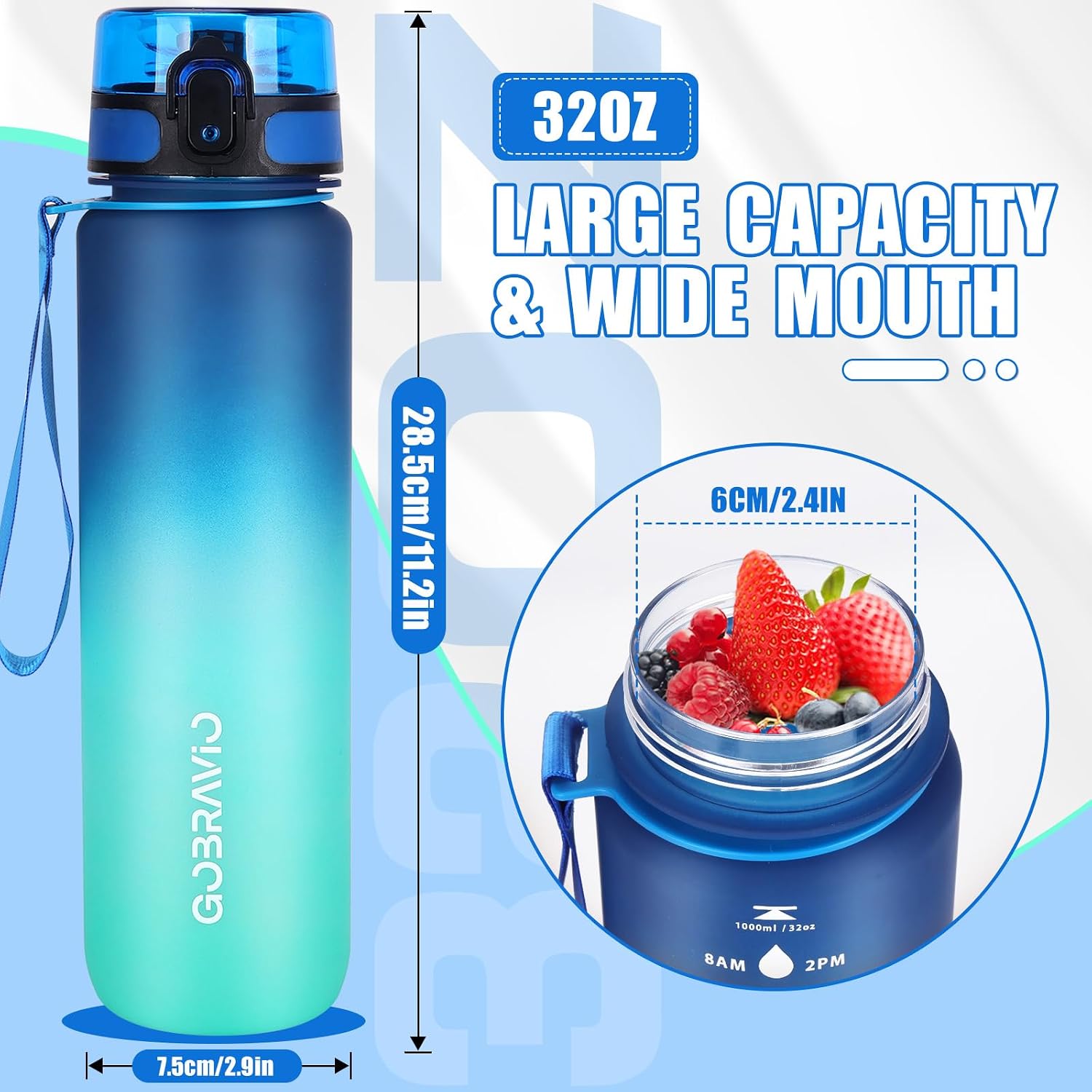 Thumbnail 3 de Gobravio Water Bottle 1L BPA Free