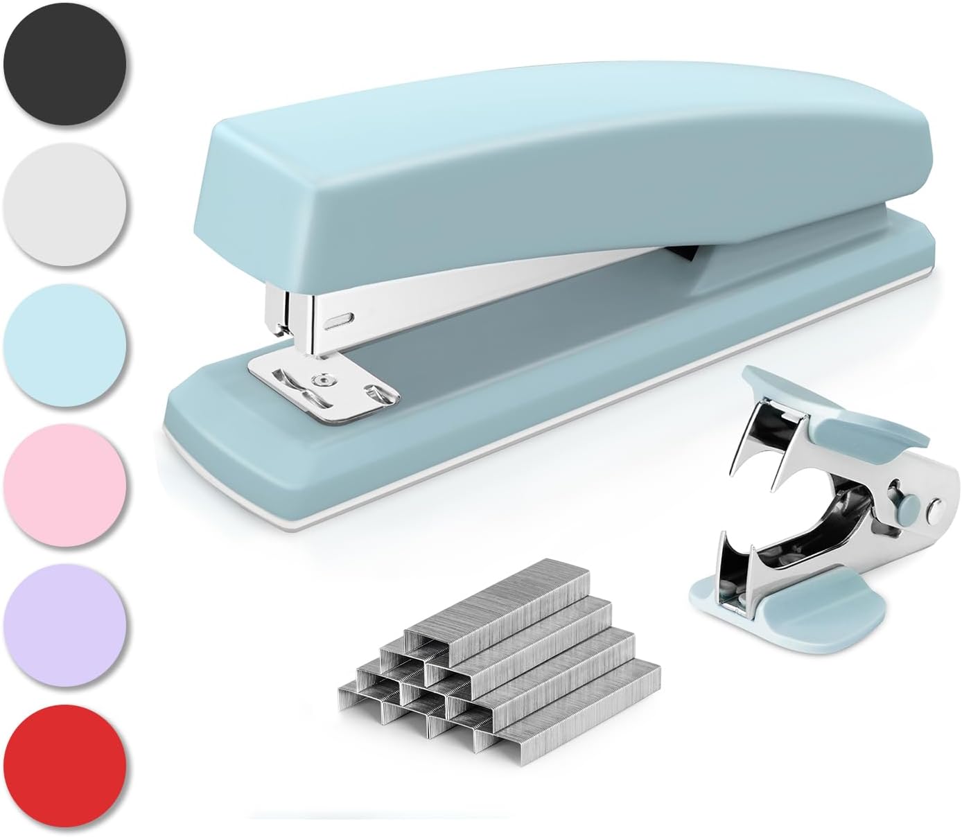 deli Desktop Stapler (25 Sheet Capacity) – Blue, 1000 Staples & Staple Remover Included
