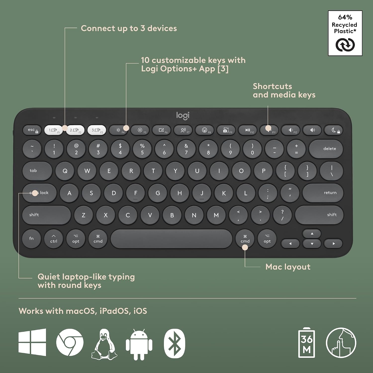 Detalle de Logitech wireless keyboard and mouse combo, Graphite