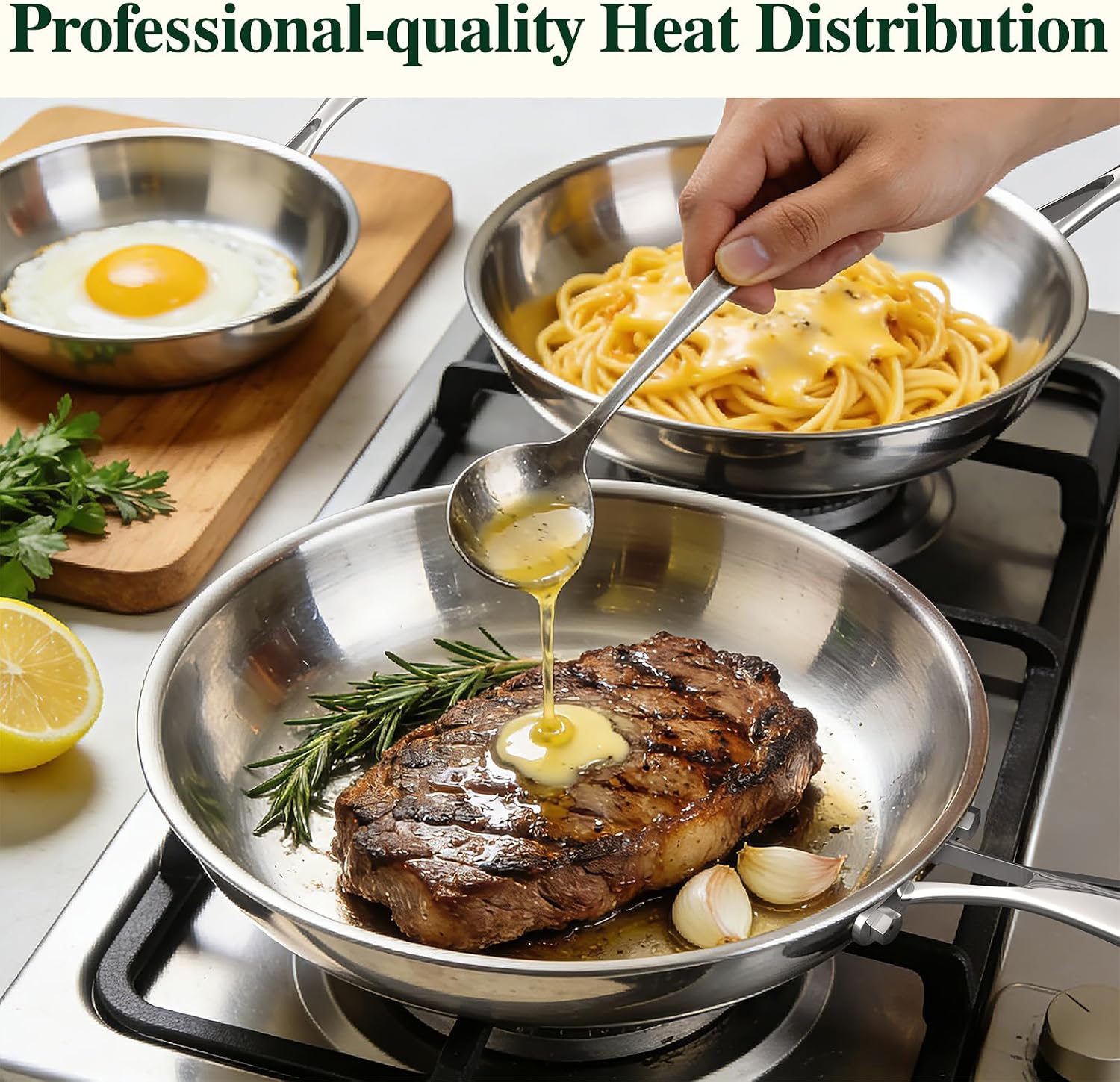 Detalle 2 de Umite Chef Stainless Steel Frying Pan, 8-Inch