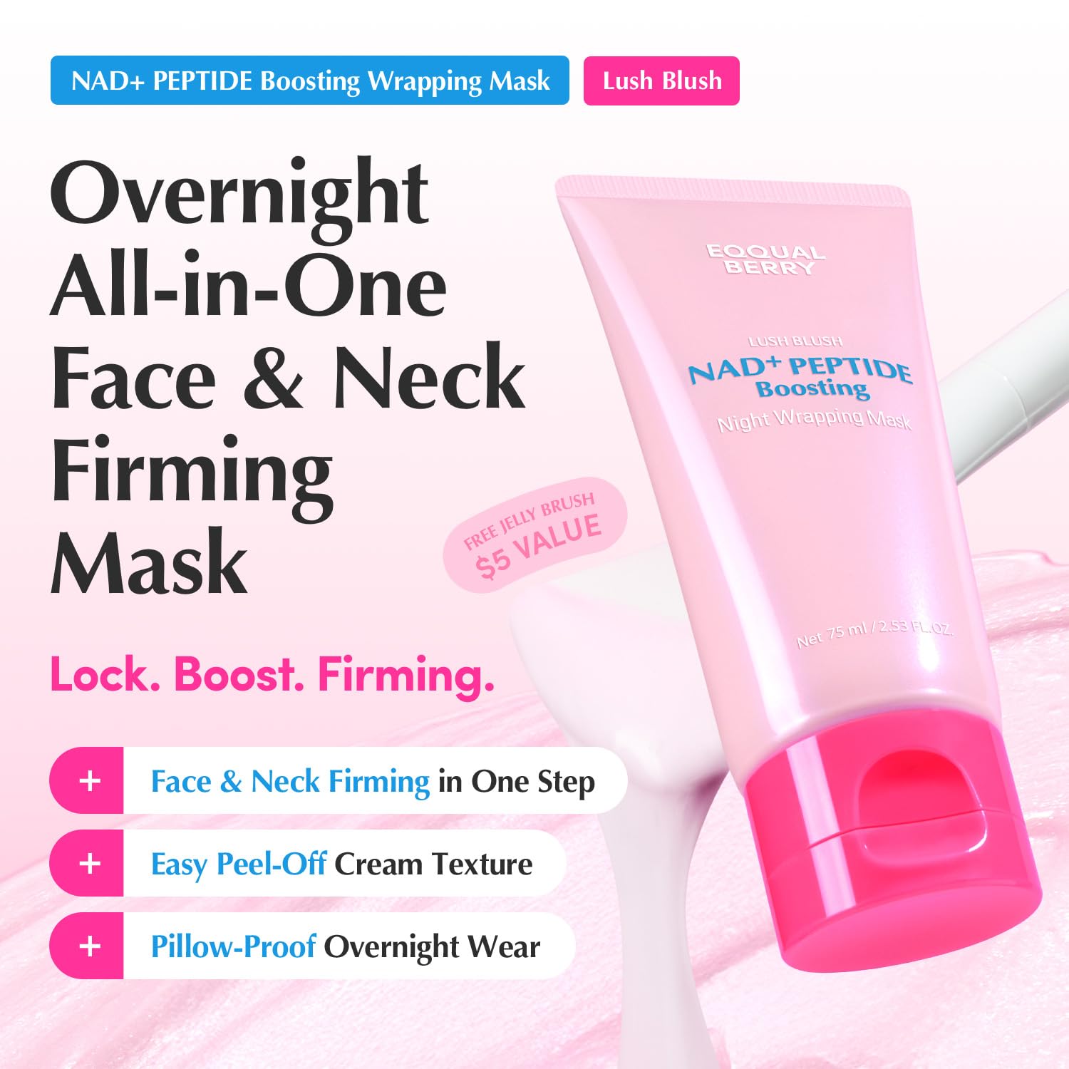 Detalle de EQQUALBERRY NAD+ Peptide Boosting Night Wrapping Mask with 13 Peptides