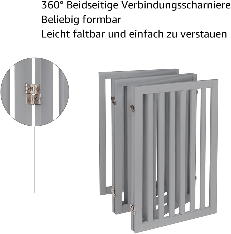 Thumbnail 4 de unipaws extra breites Absperrgitter für Hunde (254 cm), 5 Paneele, freistehend, faltbar ohne Bohren – 91 cm hoch, Grau