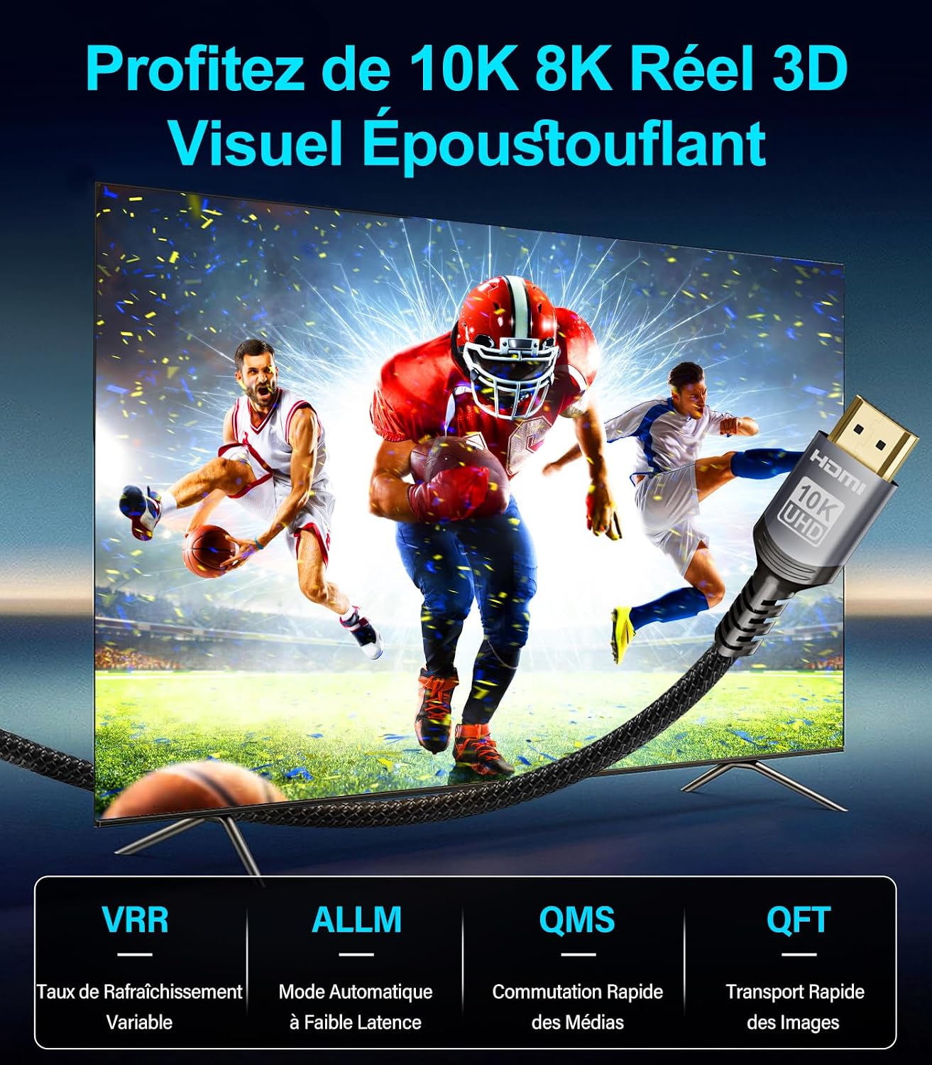 Thumbnail 4 de Sniokco 48Gbps Câble HDMI 2.1 5M