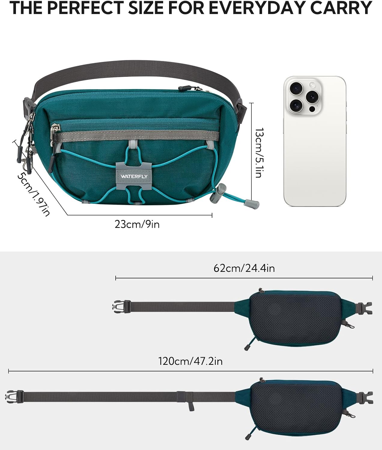 Detalle de Waterfly Bum Bag Fanny Pack (Peacock Blue) – 1.5L RFID anti-theft crossbody/waist bag