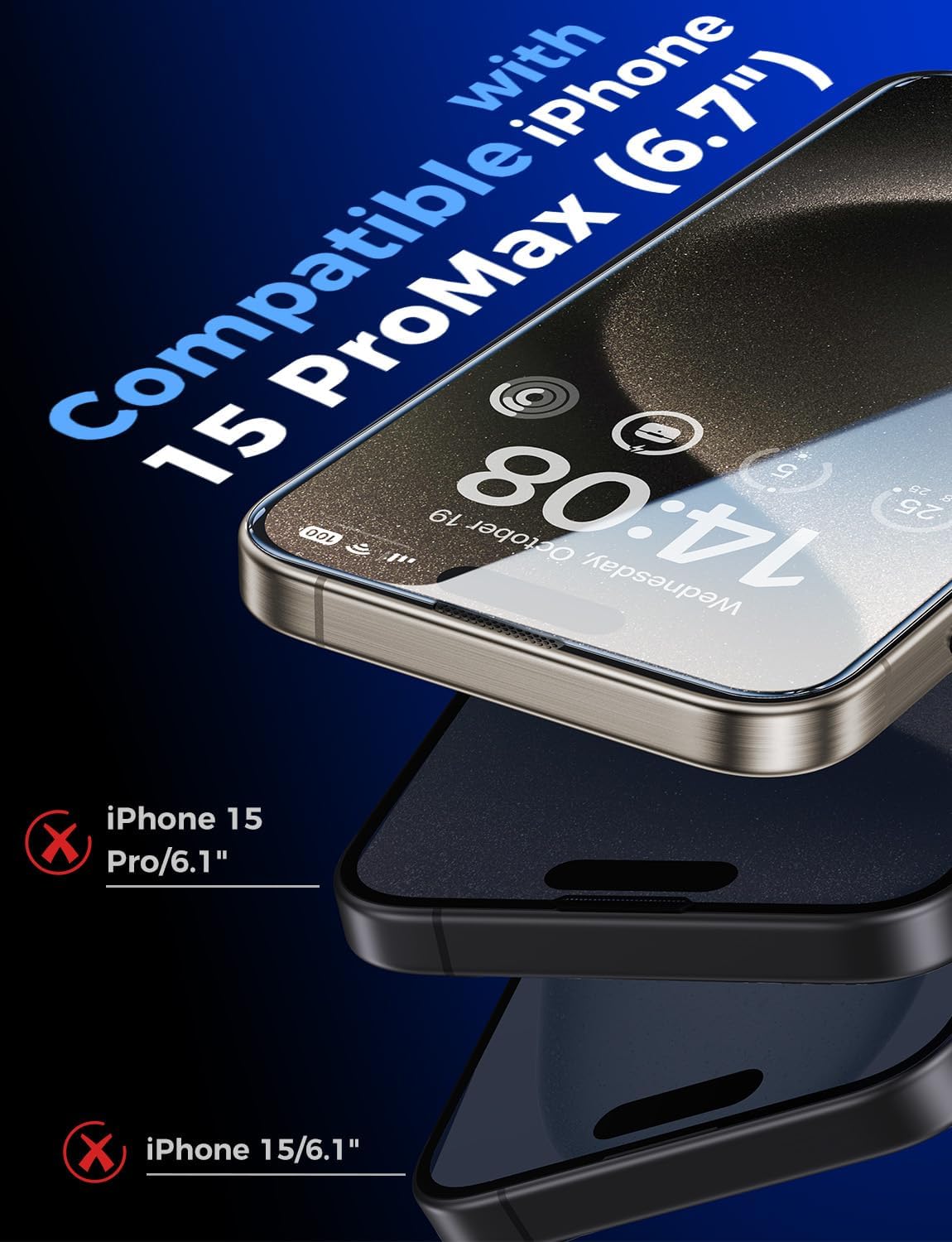 Thumbnail 1 de MAGIC JOHN Screen Protector for iPhone 15 Pro Max 6.7