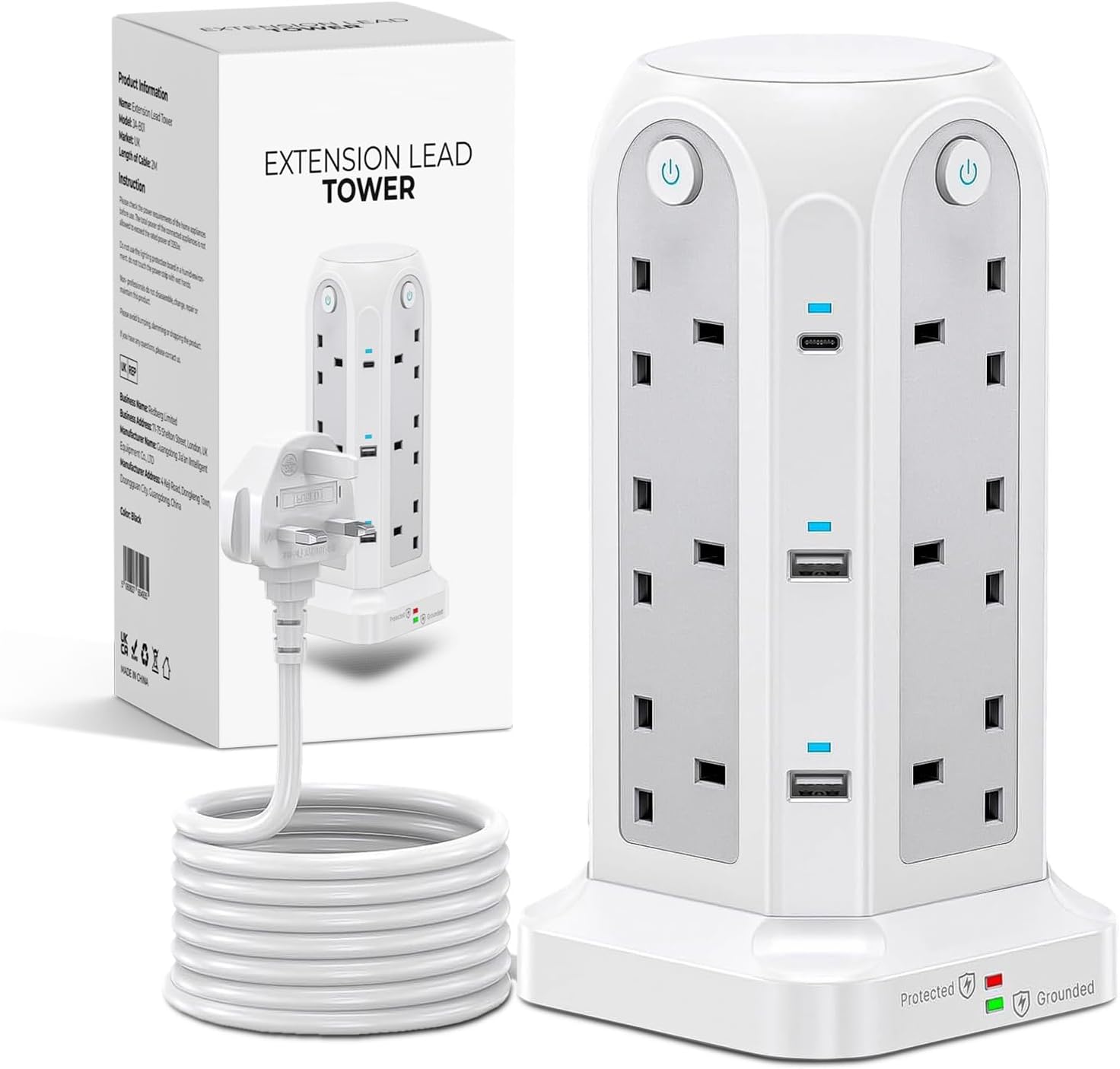 Detalle de Wolf Power Tower Extension Lead 12-socket, 2m 🔌