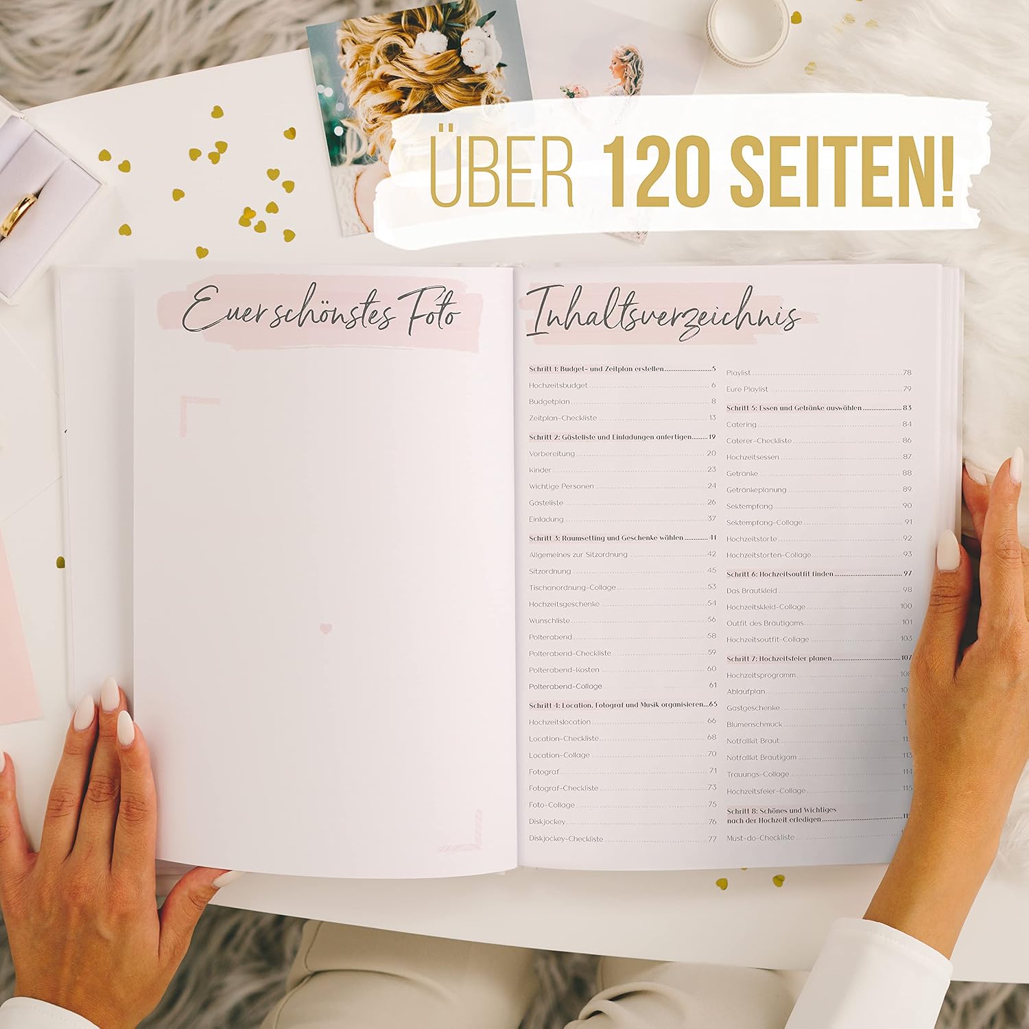 Detalle 2 de TWIVEE kompakter Hochzeitsplaner (deutsch) – Organizer für die Trauung, über 120 Seiten