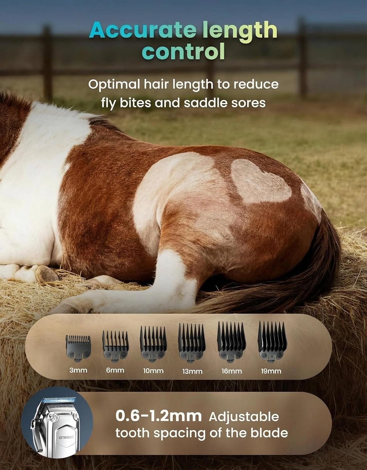 Thumbnail 6 de oneisall Cordless Horse Clippers Ultra Quiet