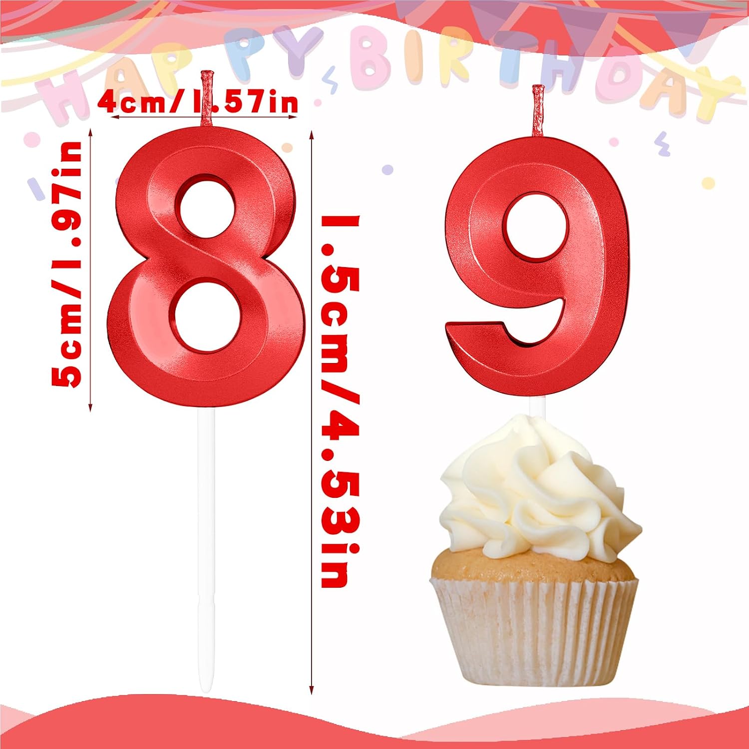 Detalle 2 de Yiran 3D Birthday Candles – Red 77th Number Candles (2 x 7) for Cakes
