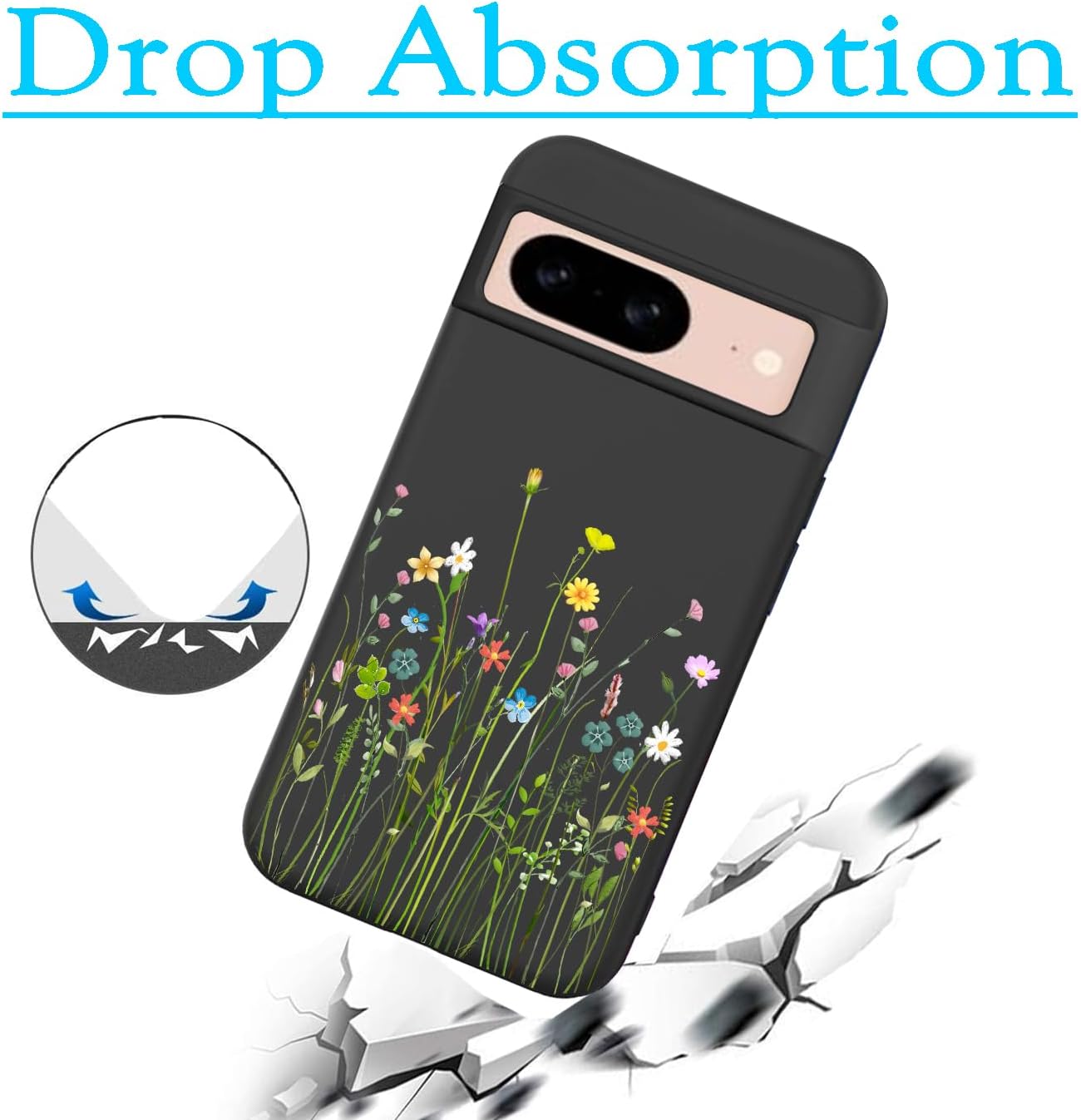 Detalle 2 de Unov Pixel 8 TPU Phone Case, Flower Bouquet Pattern and Raised Edges