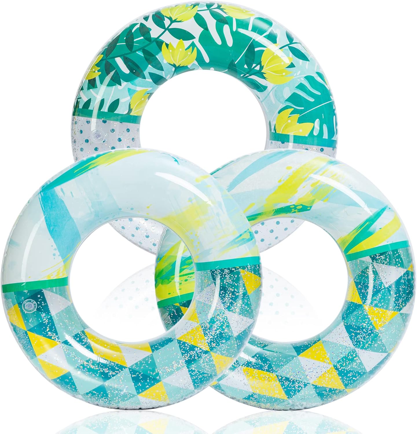 Detalle de JOYIN 82.5 cm Pool Inflatables Swimming Rings (3 Pack) – Glitter Pattern PVC Floats
