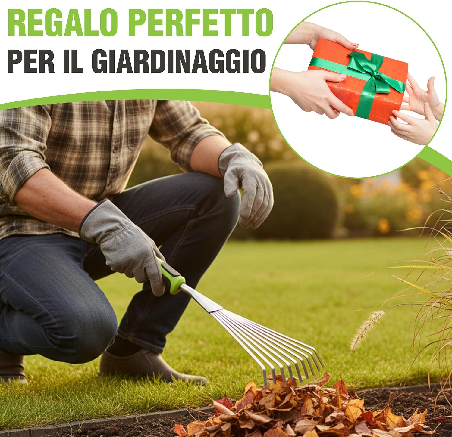 Thumbnail 6 de WORKPRO Rastrello a mano 41 cm per foglie con 9 denti in acciaio inox e impugnatura ergonomica
